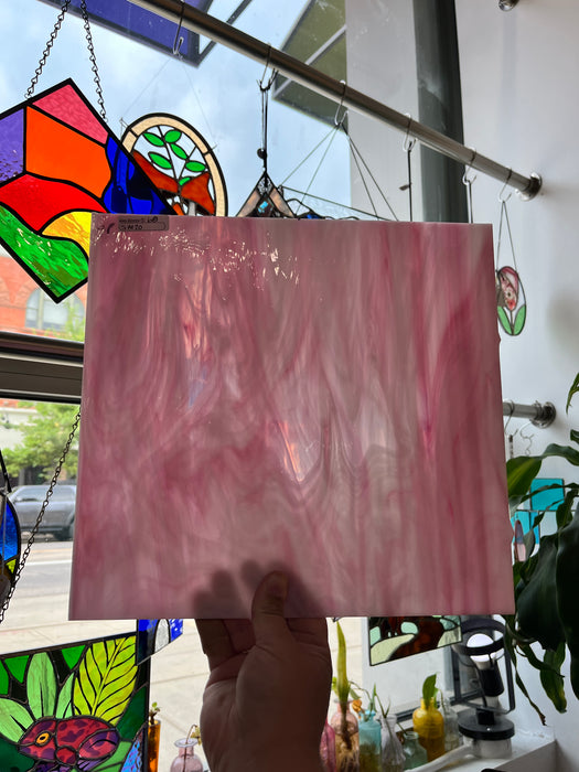Vintage Pink and White Wispy Opaque Spectrum (S) Sheet Glass Colorado Glassworks