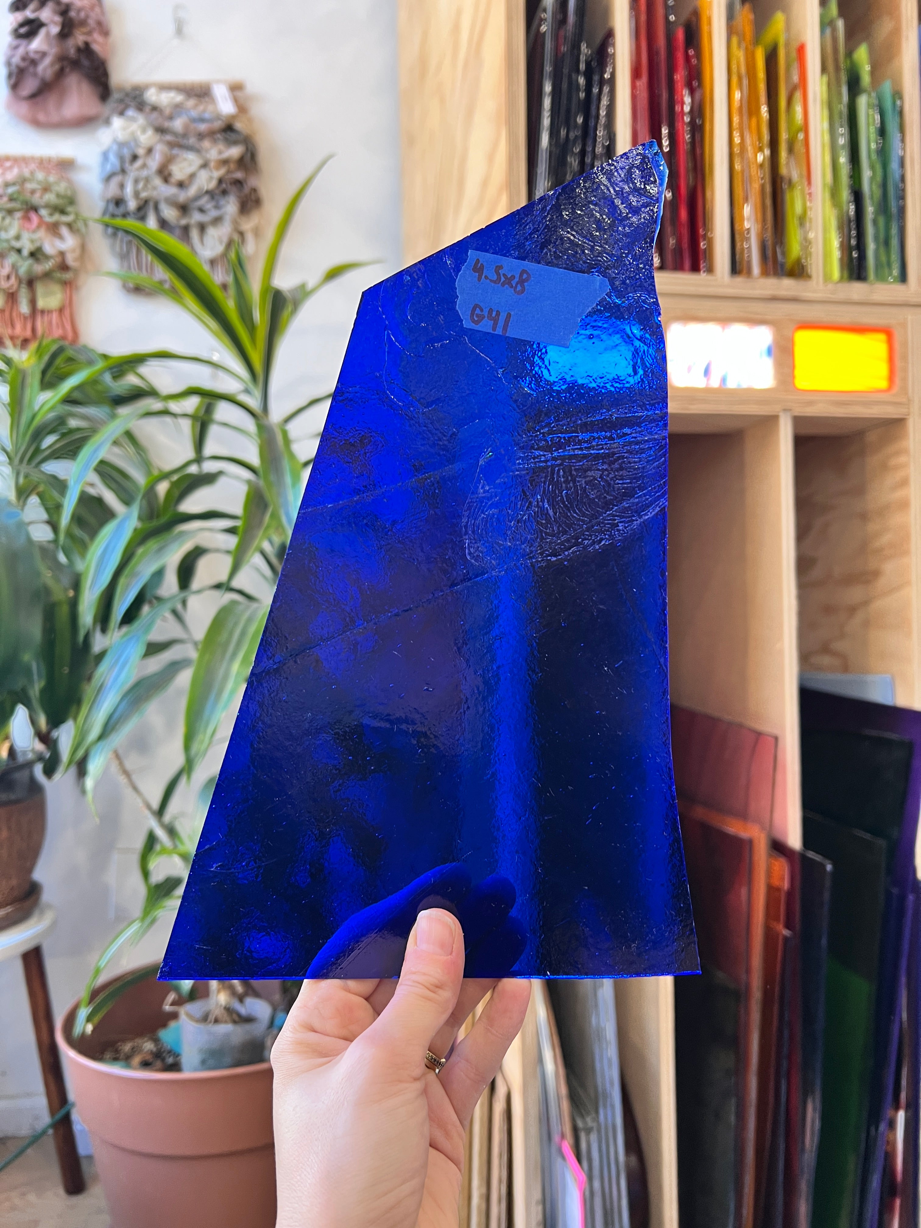 Royal Blue Transparent Kokomo Sheet Glass Colorado Glassworks G41 (8x4.5in)