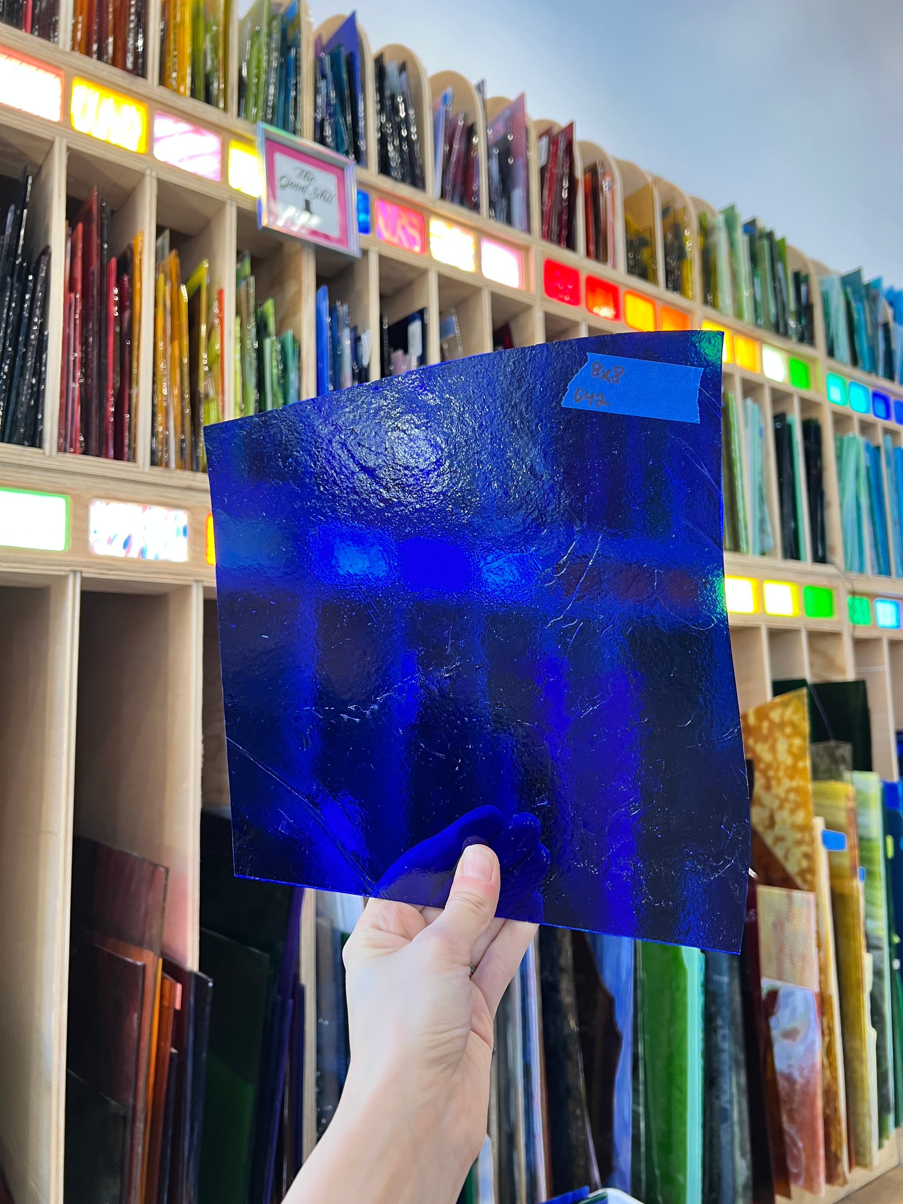 Royal Blue Transparent Kokomo Sheet Glass Colorado Glassworks G42 (8x8in)