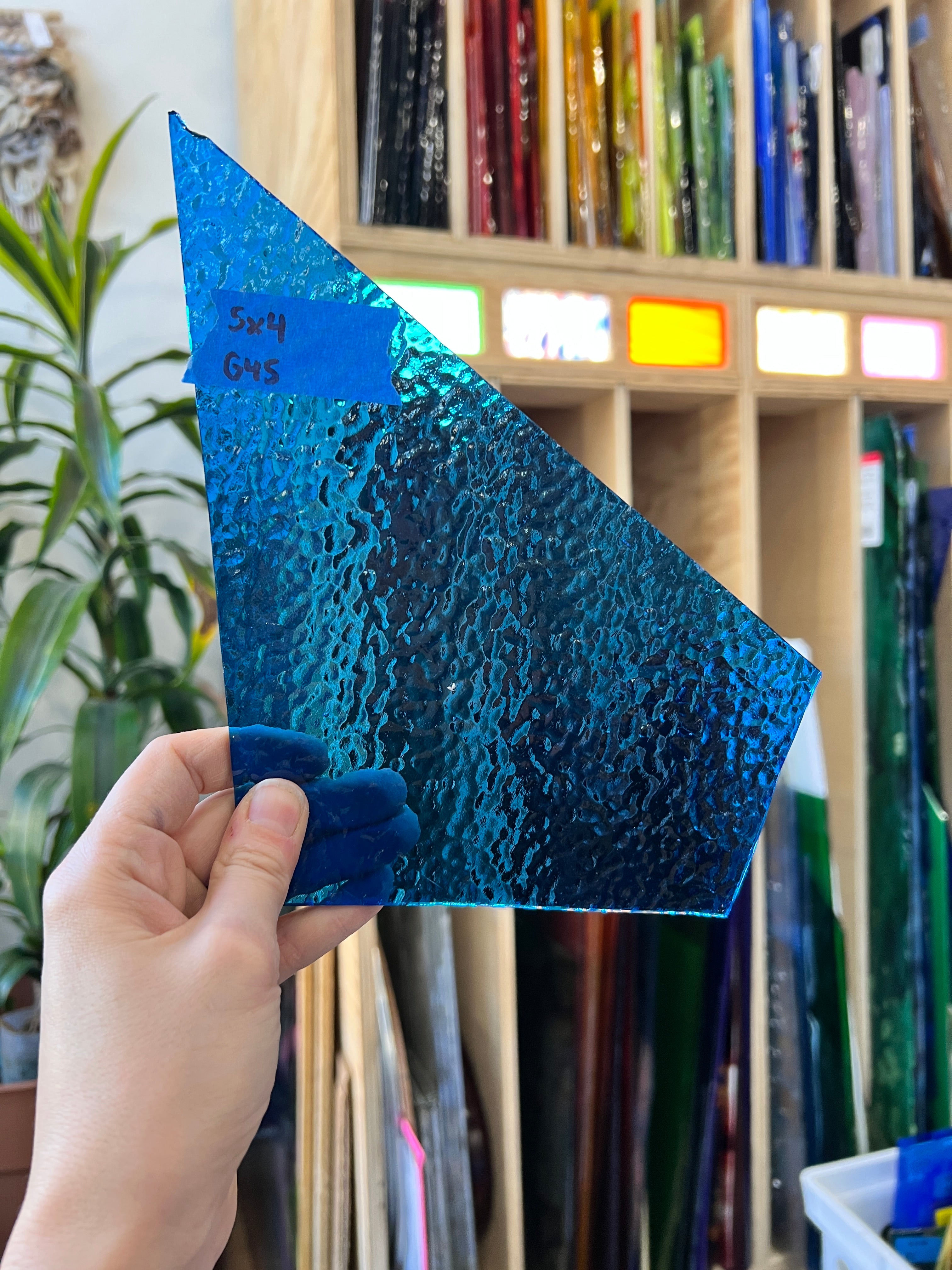 Transparent Medium Blue Pebbled