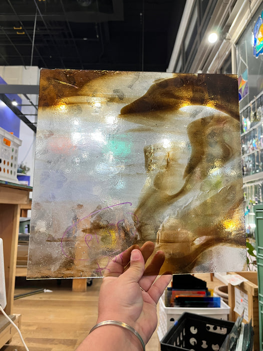 Clear Brown Wispy Kokomo (S) Sheet Glass Wissmach