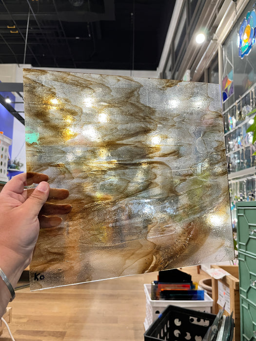 Clear Brown Wispy Kokomo (S) Sheet Glass Wissmach