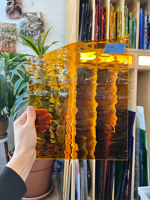 Amber Transparent Spectrum Waterglass Sheet Glass Colorado Glassworks G51 (9x10in)