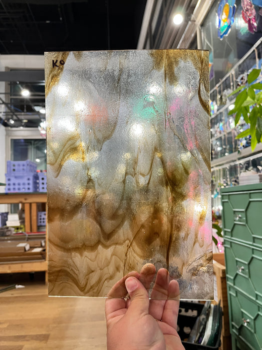 Clear Brown Wispy Kokomo (S) Sheet Glass Wissmach