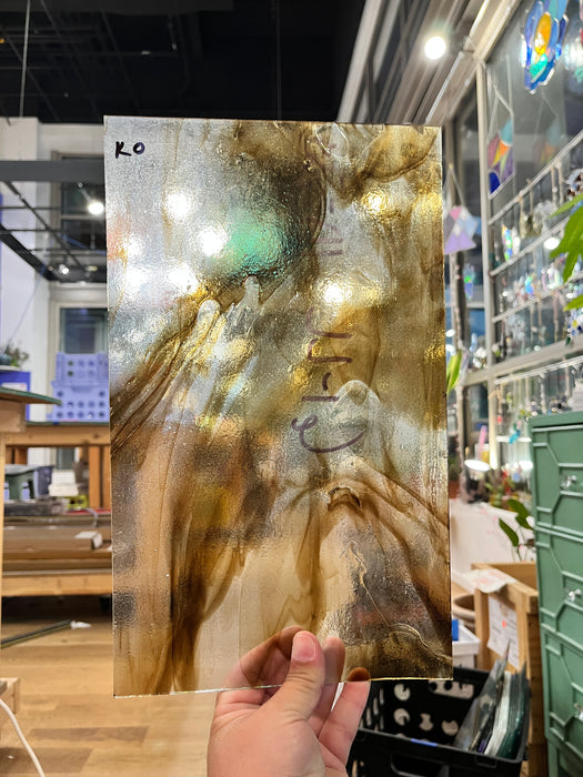 Clear Brown Wispy Kokomo (S) Sheet Glass Wissmach