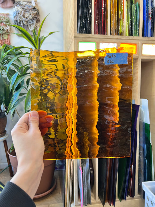 Amber Transparent Spectrum Waterglass Sheet Glass Colorado Glassworks G52 (9x8.5in)