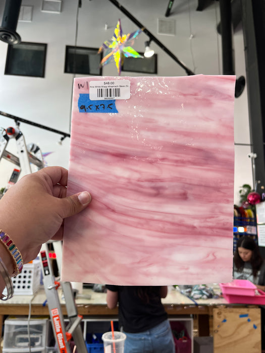 Pink White Wispy Wissmach Glass (S) Sheet Glass Colorado Glass Works