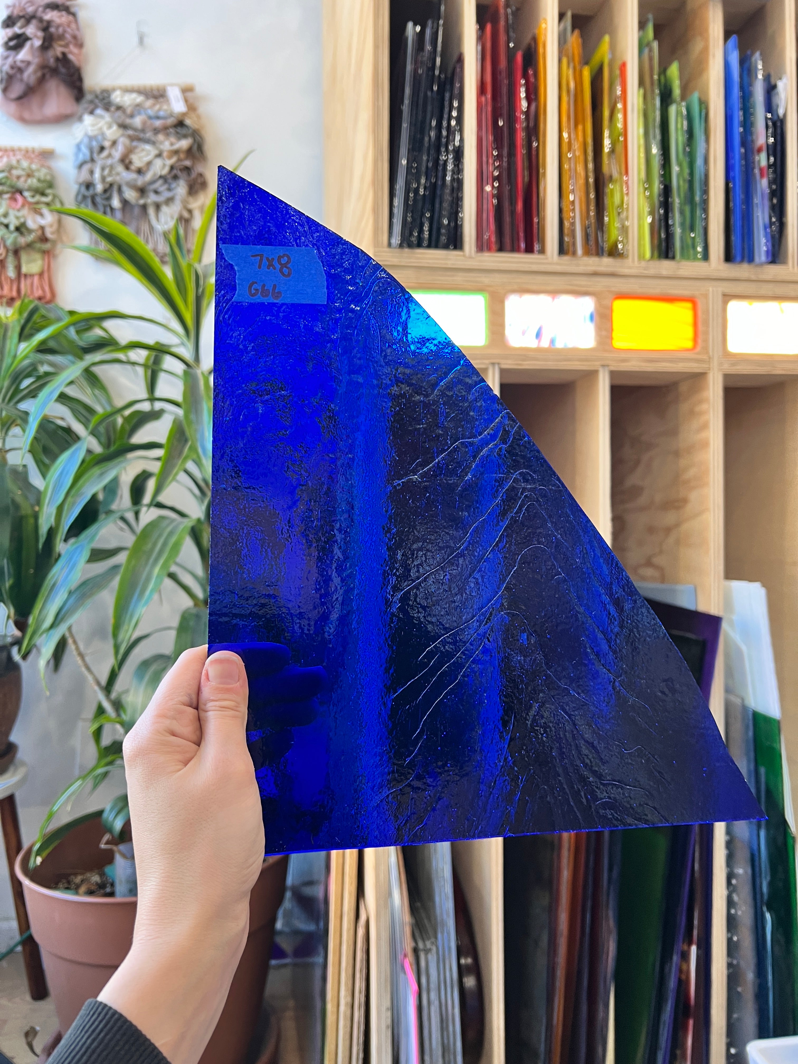 Royal Blue Transparent Kokomo Sheet Glass Colorado Glassworks G66 (7x8in)