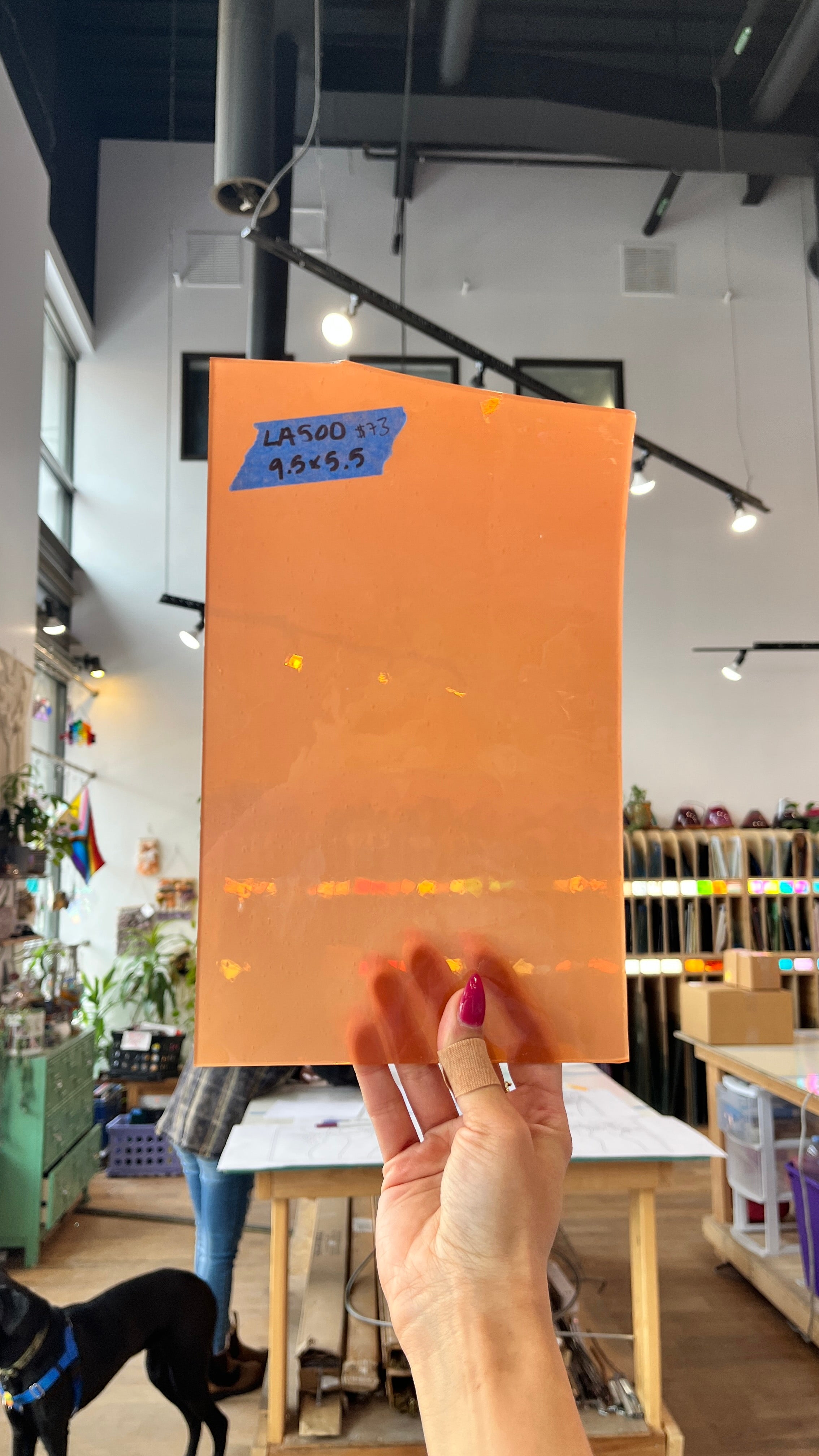 Lamberts 4320O/CL Tomato Red Orange on Clear Flash Glass Sheet Glass Colorado Glassworks LA500 (9.5x5.5in)