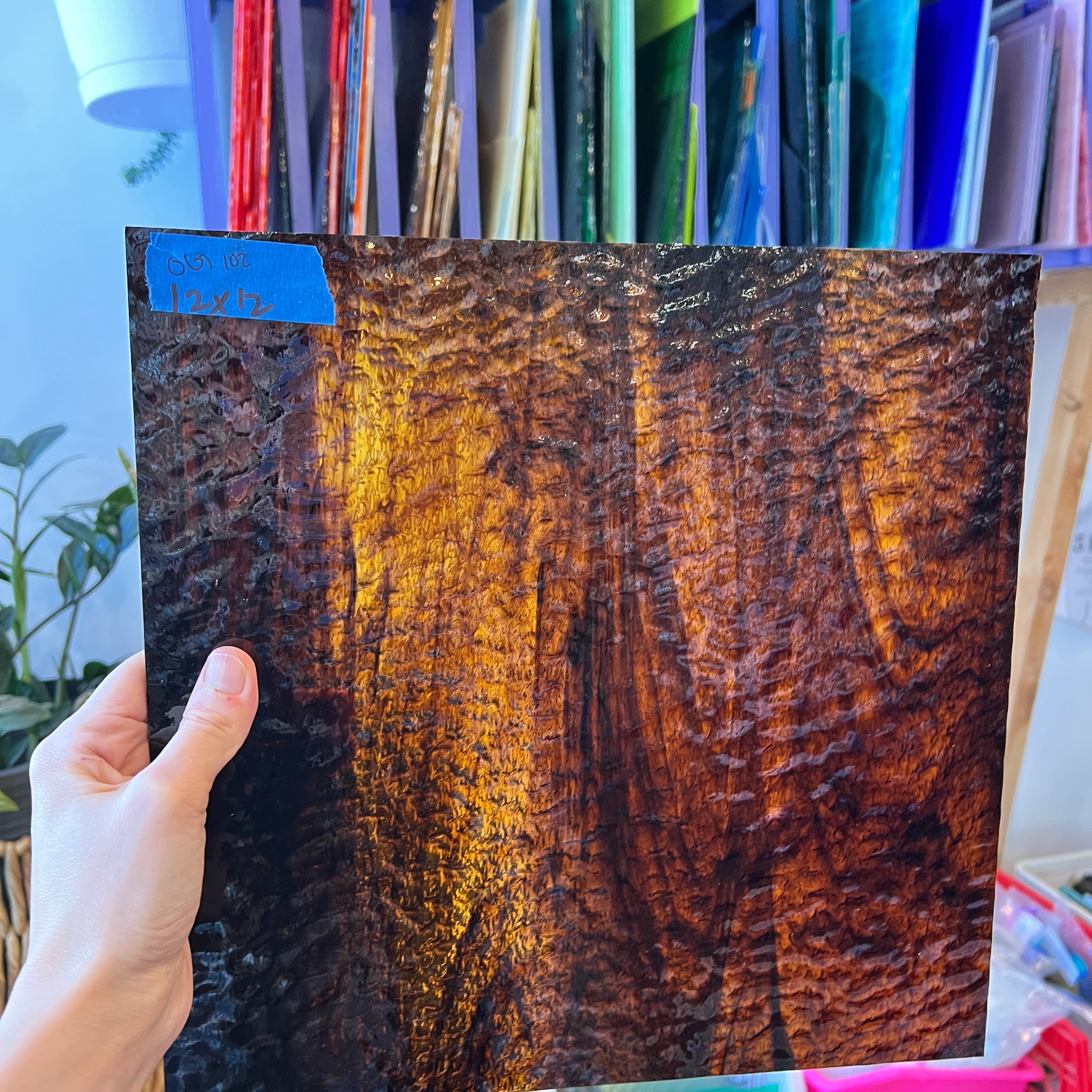 Brown/Gold Streaky Granite Oceanside Fusible 96 COE (OGT 411.15GF) Sheet Glass Colorado Glassworks