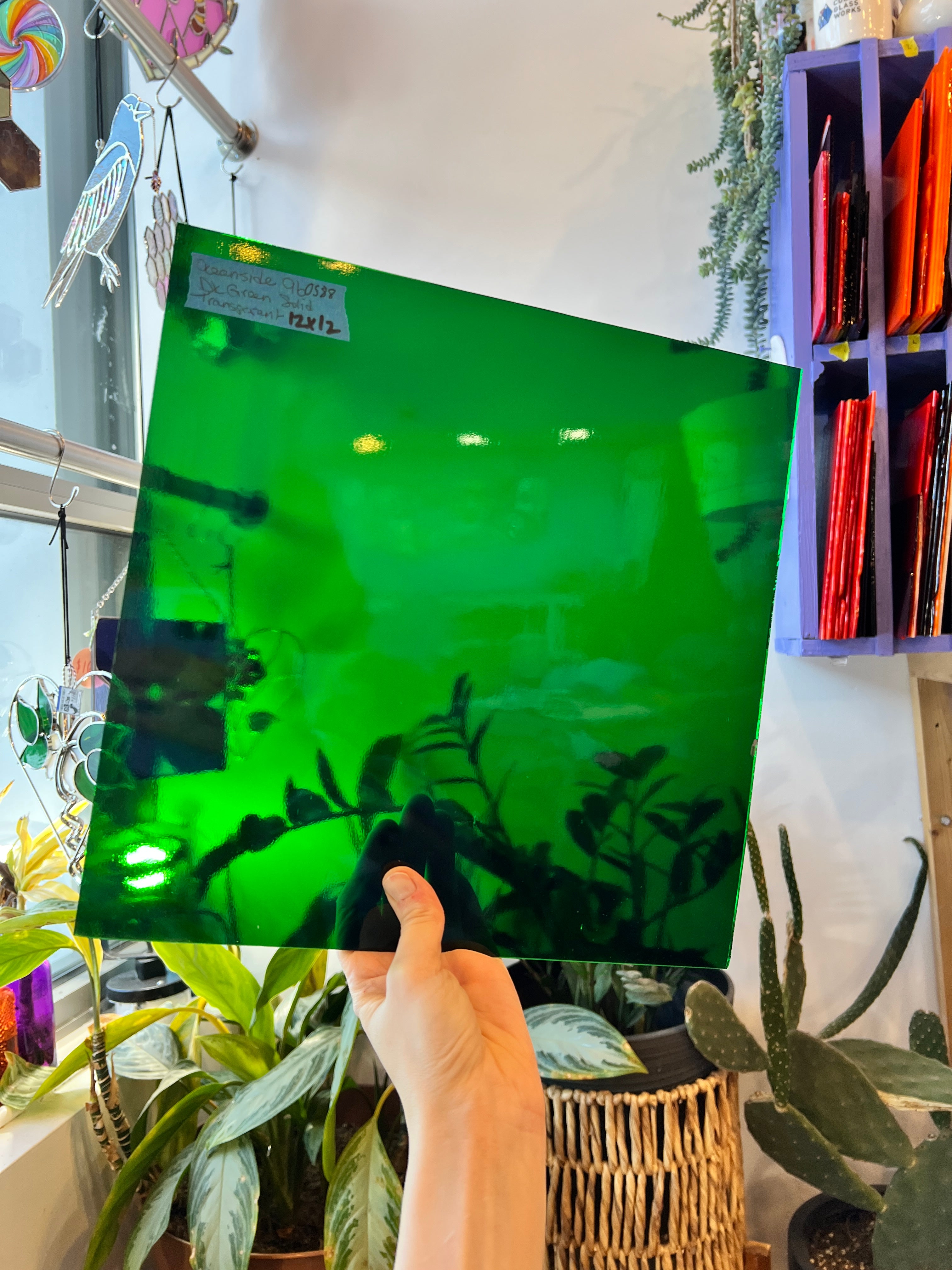 Oceanside Dark Green Solid Transparent Fusible 96 COE