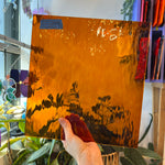 Medium Amber Waterglass Oceanside Fusible 96 COE (110.8WF) Sheet Glass Colorado Glassworks