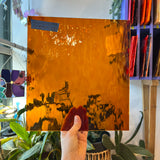 Medium Amber Waterglass Oceanside Fusible 96 COE (110.8WF) Sheet Glass Colorado Glassworks OS-MEDAMBER-W (11x12in)