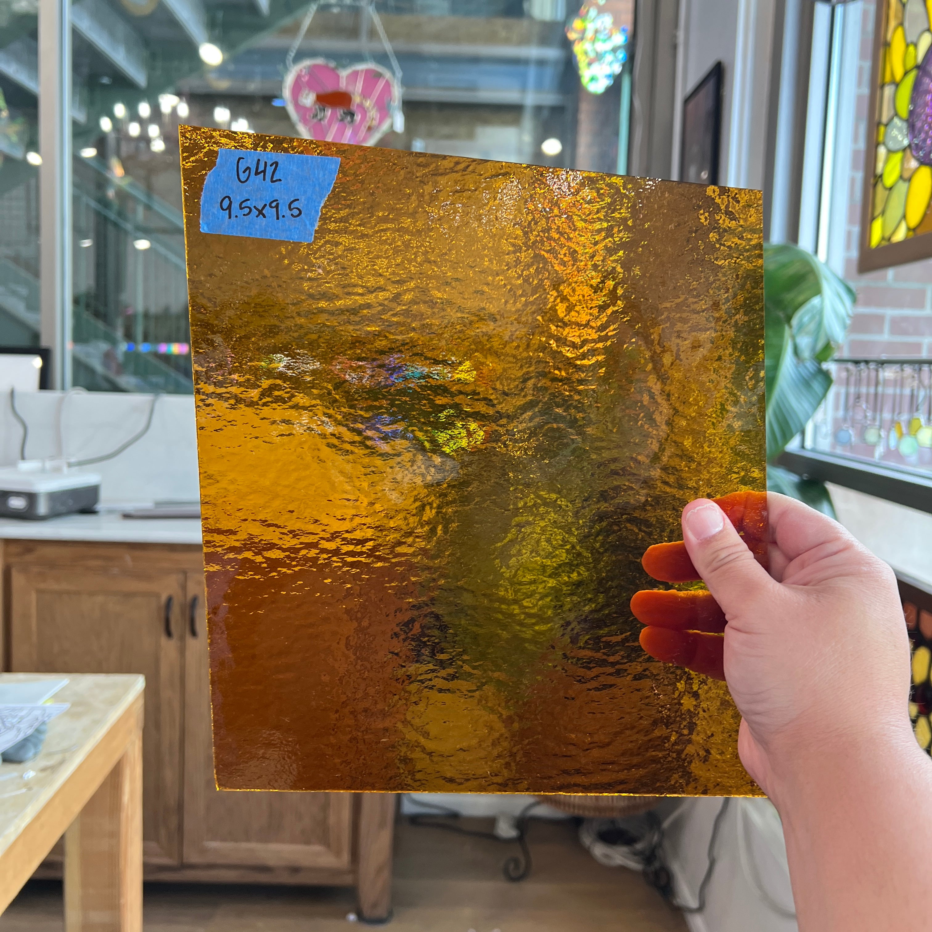 Medium Amber Rough Roll Spectrum Sheet Glass Colorado Glassworks G42 (9.5x9.5in)