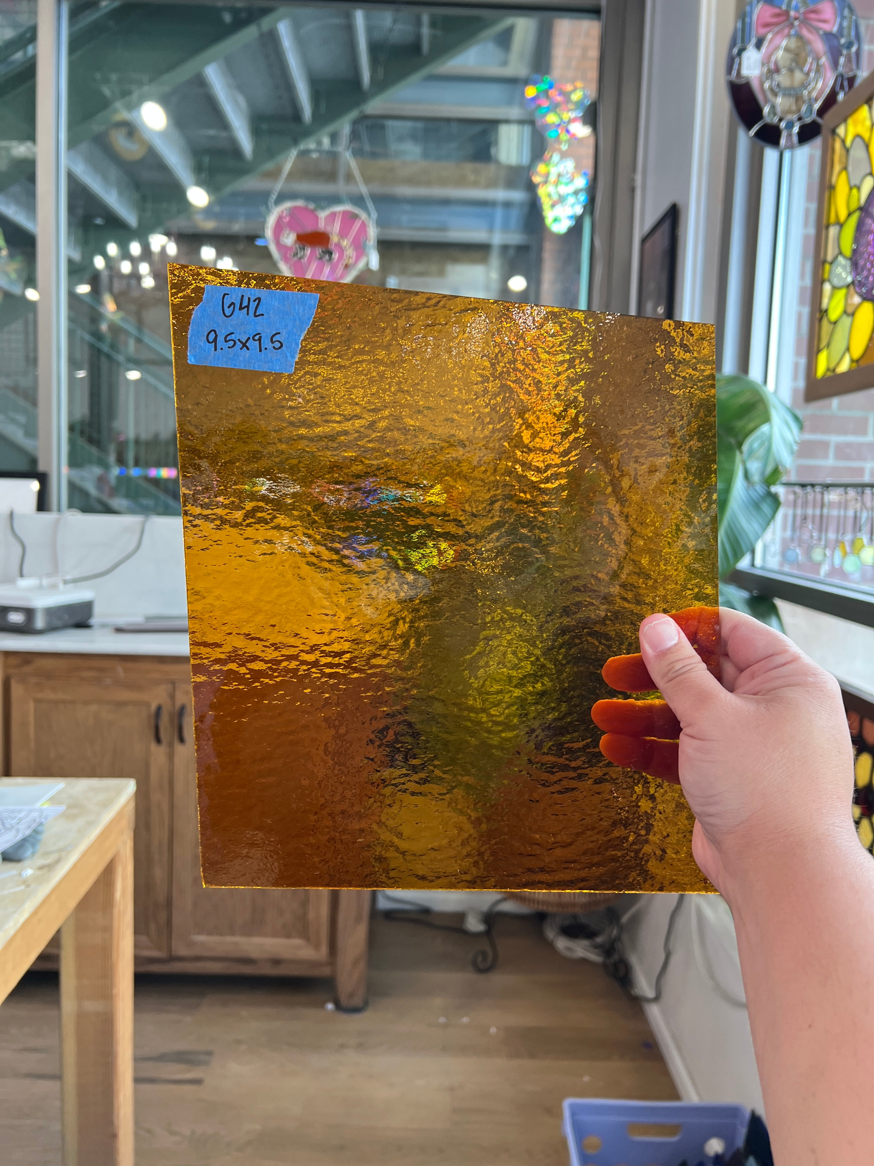 Medium Amber Rough Roll Spectrum Sheet Glass Colorado Glassworks G42 (9.5x9.5in)