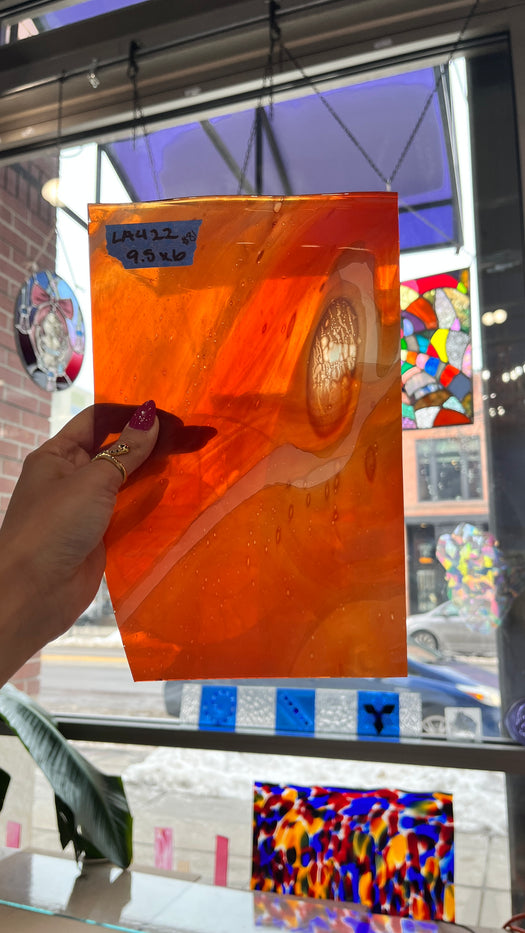 Orange Mix Lamberts Mouth Blown Glass Sheet Glass Colorado Glassworks