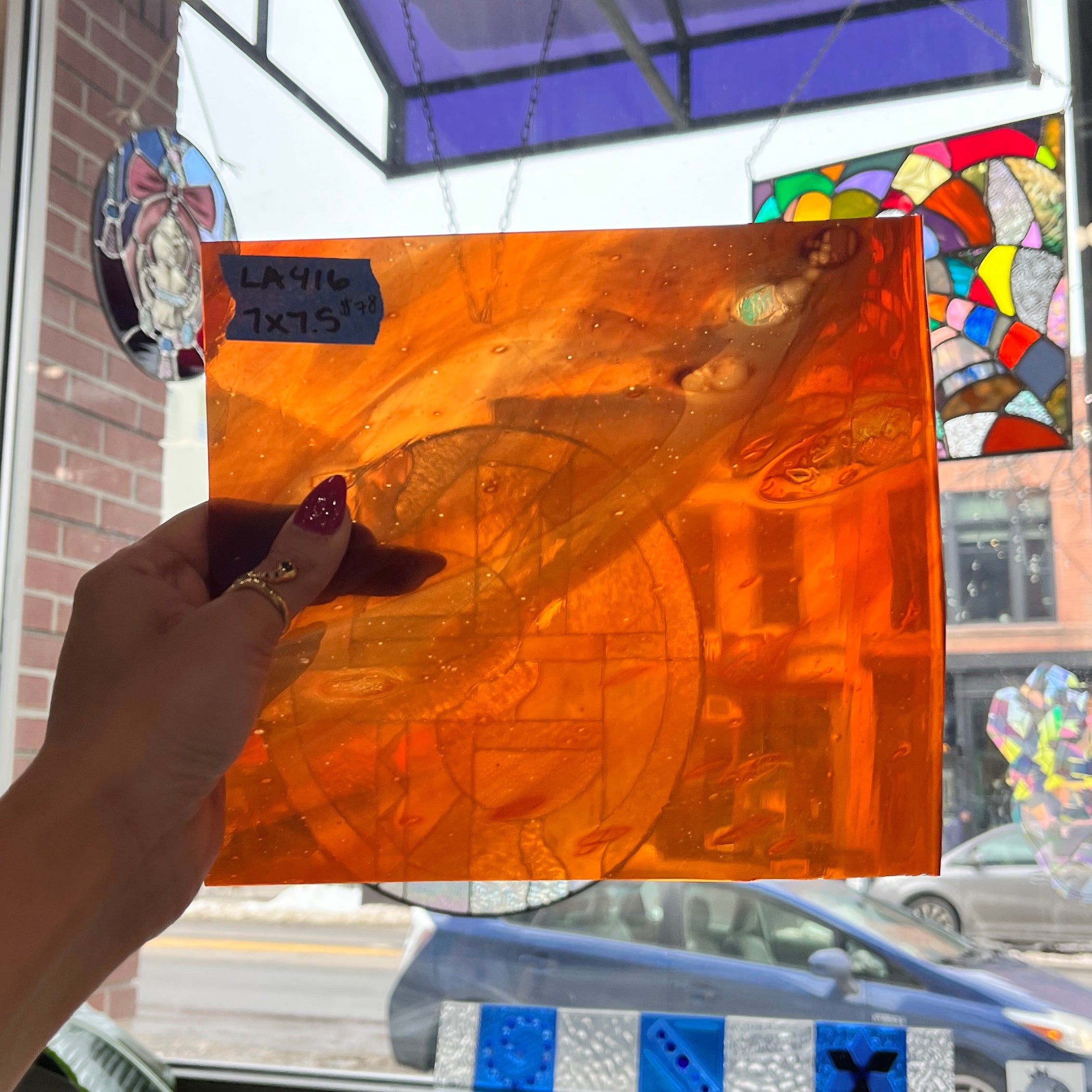 Orange Mix Lamberts Mouth Blown Glass Sheet Glass Colorado Glassworks