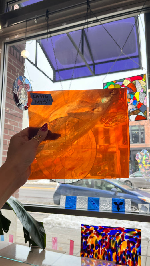 Orange Mix Lamberts Mouth Blown Glass Sheet Glass Colorado Glassworks