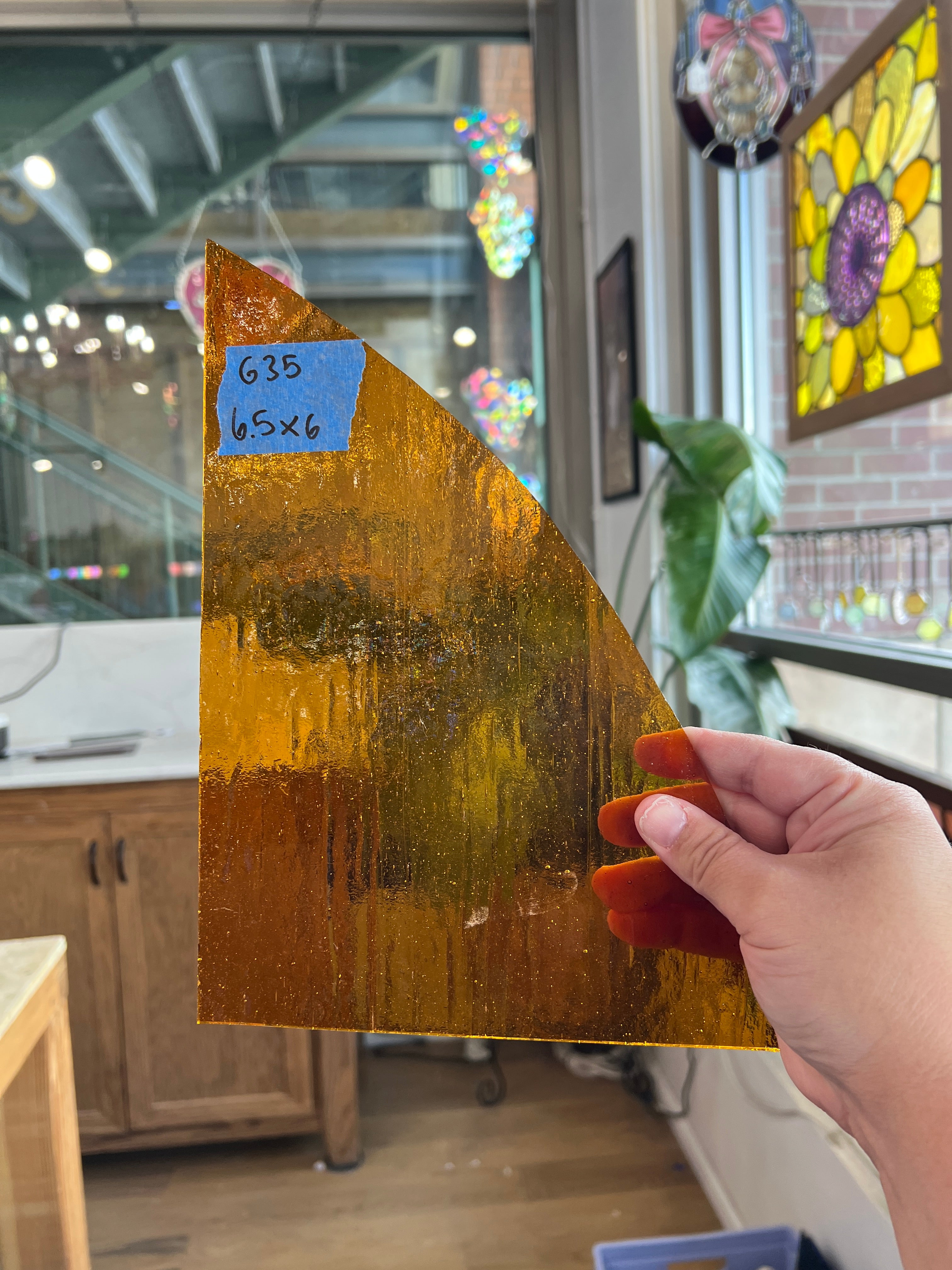 Transparent Amber Sheet Glass Colorado Glass Works G35 (6.5x6in)