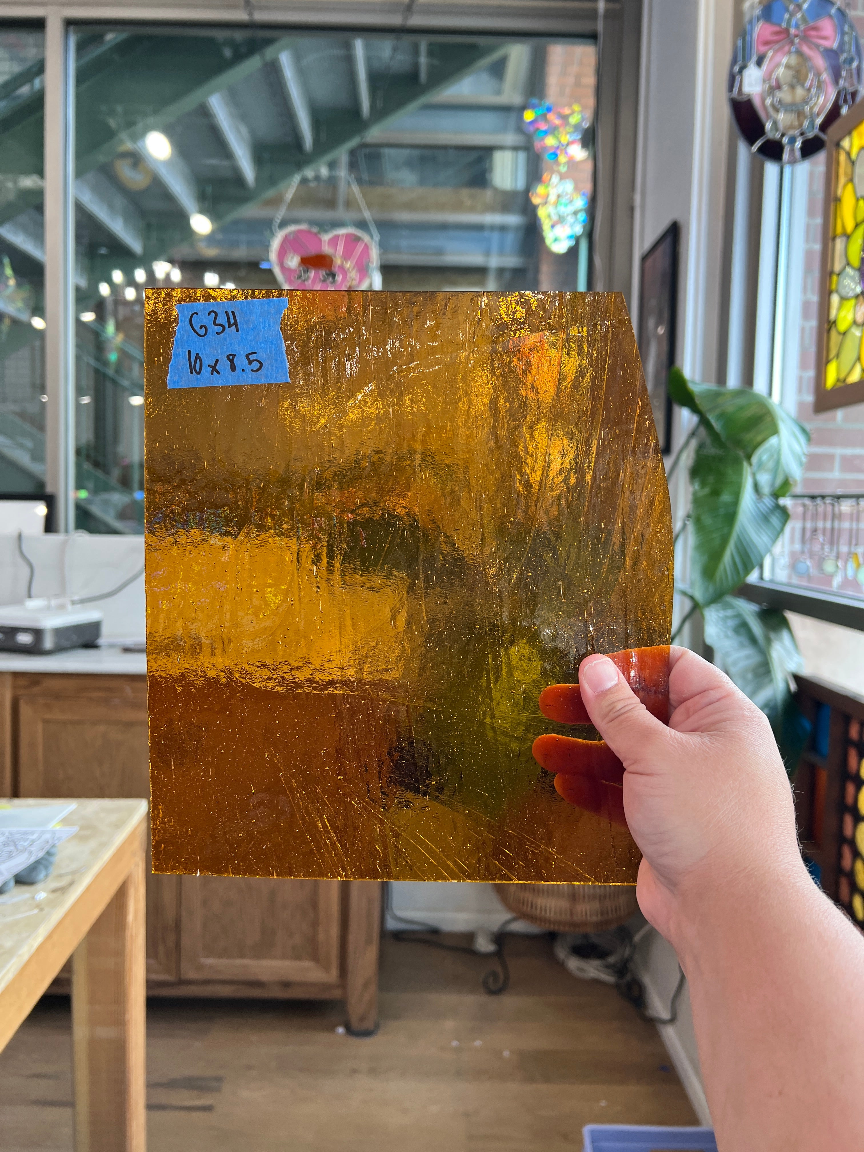 Transparent Amber Sheet Glass Colorado Glass Works G34 (10x8.5in)