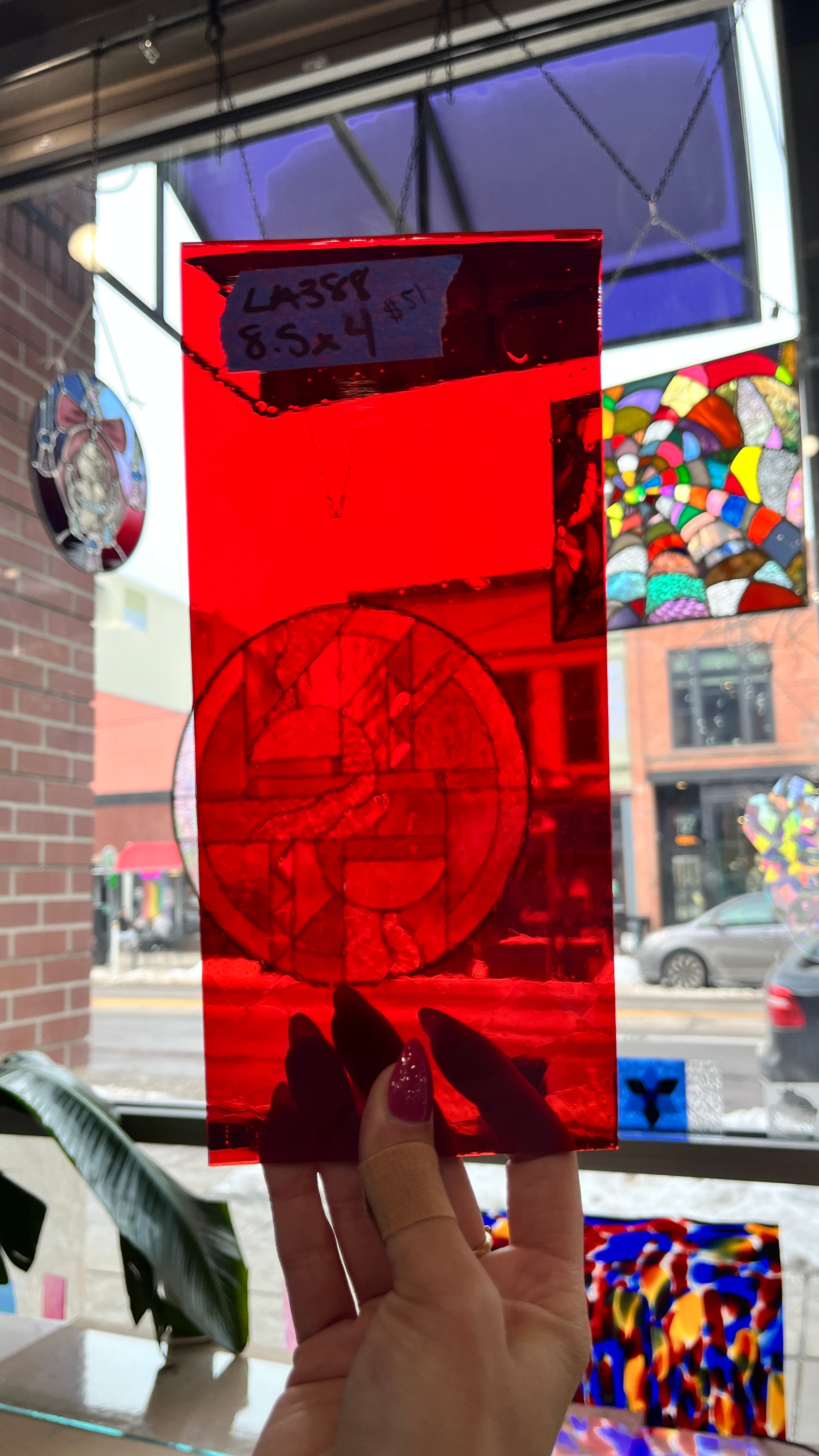 Red Purple Fade Flashed Mouth Blown Antique Lamberts Sheet Glass Colorado Glassworks