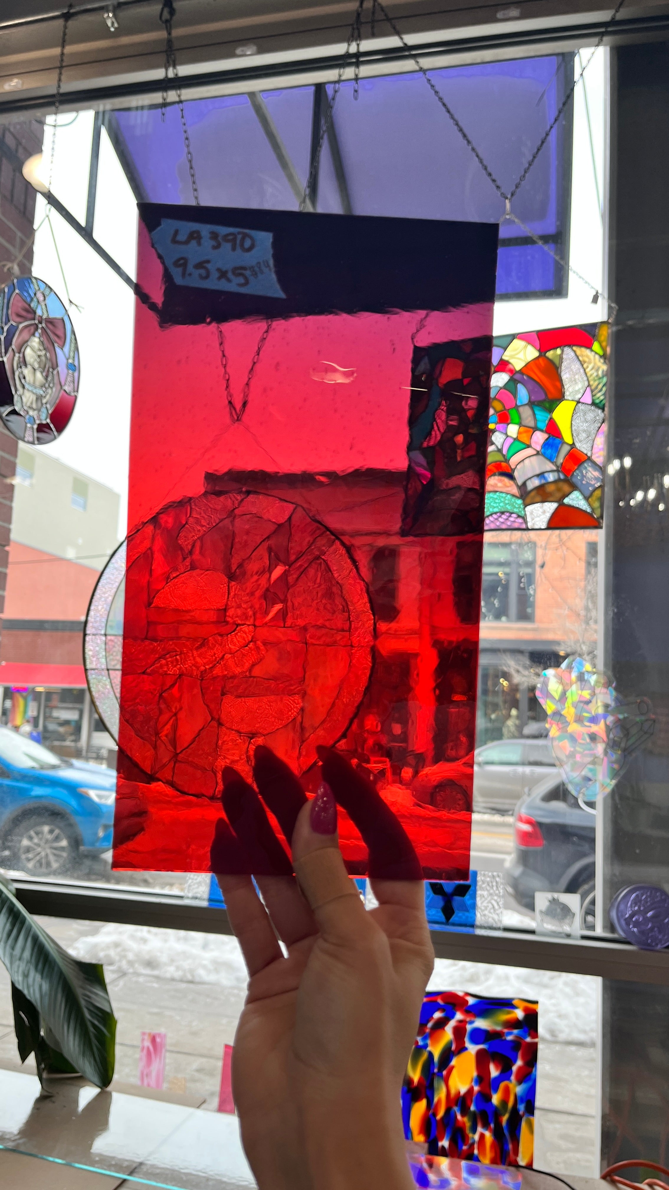 Red Purple Fade Flashed Mouth Blown Antique Lamberts Sheet Glass Colorado Glassworks
