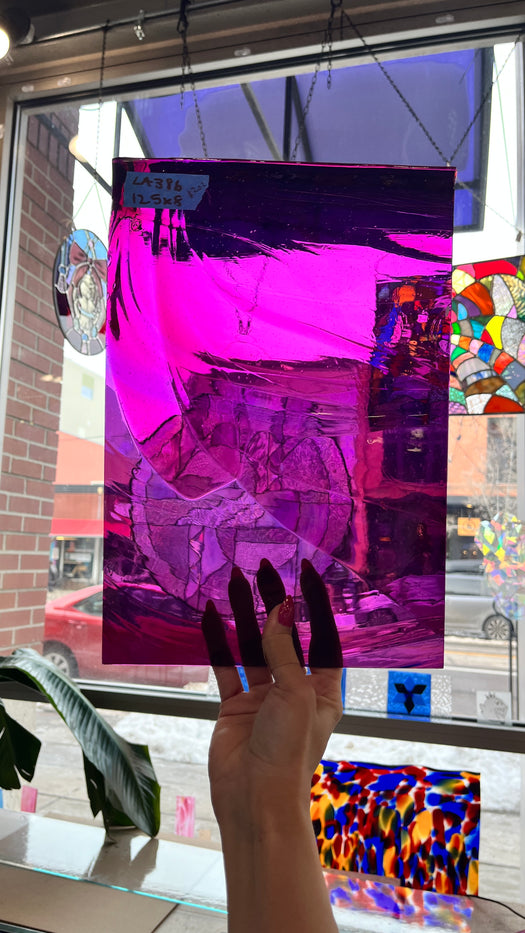Purple Pink Reamy Mouth Blown Lamberts Sheet Glass Colorado Glassworks LA386 (12.5x8in)