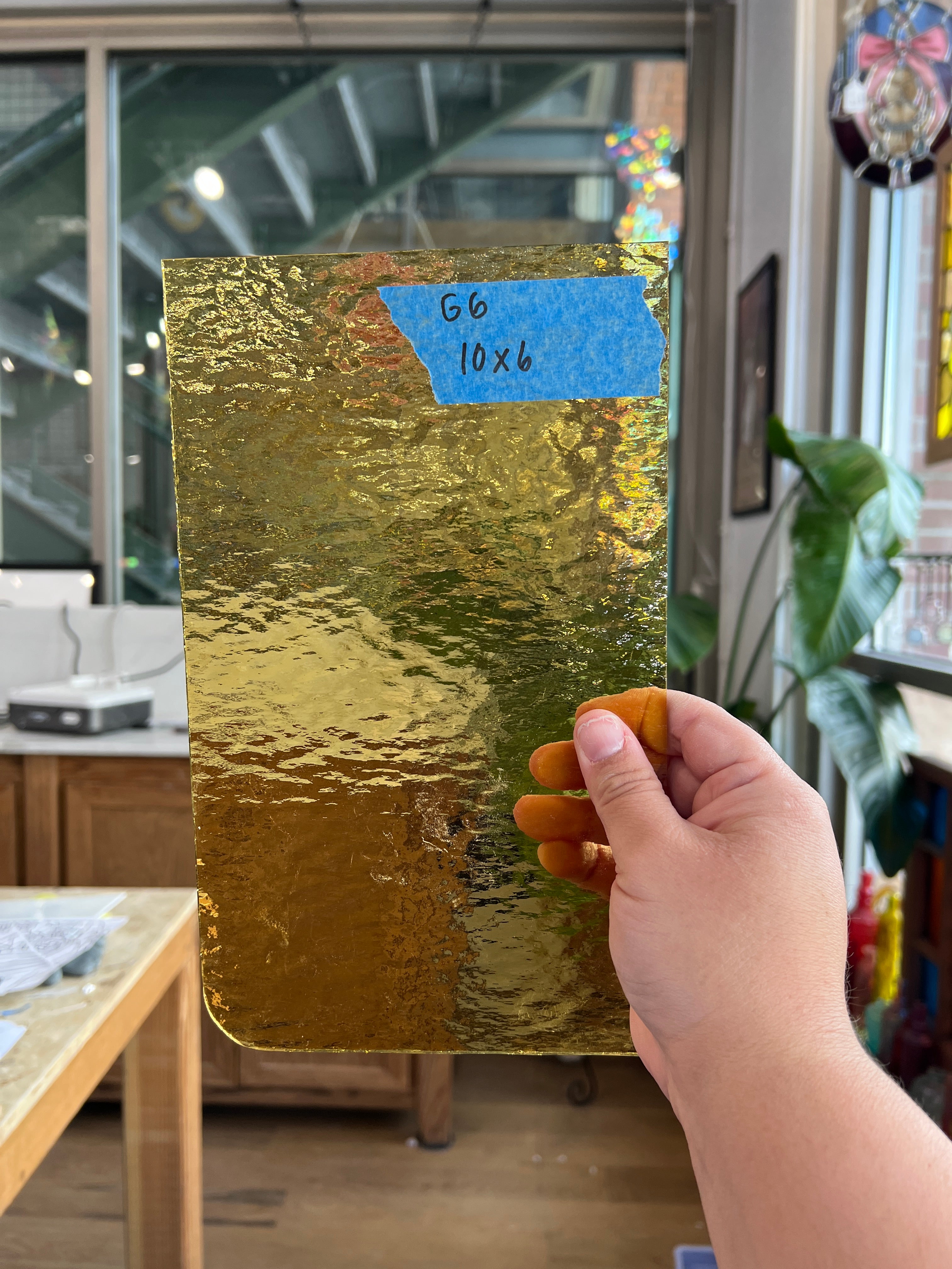 Light Amber Rough Roll Spectrum Sheet Glass Colorado Glassworks 10x6in (SP-68385581)