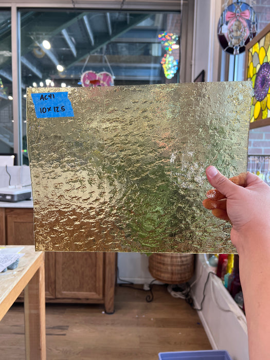 Light Amber Yellow Transparent Texture Sheet Glass Colorado Glassworks 10x12.5in (UNK-01868077)