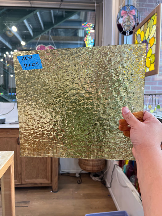 Light Amber Yellow Transparent Texture Sheet Glass Colorado Glassworks 11x12.5in (UNK-01900845)
