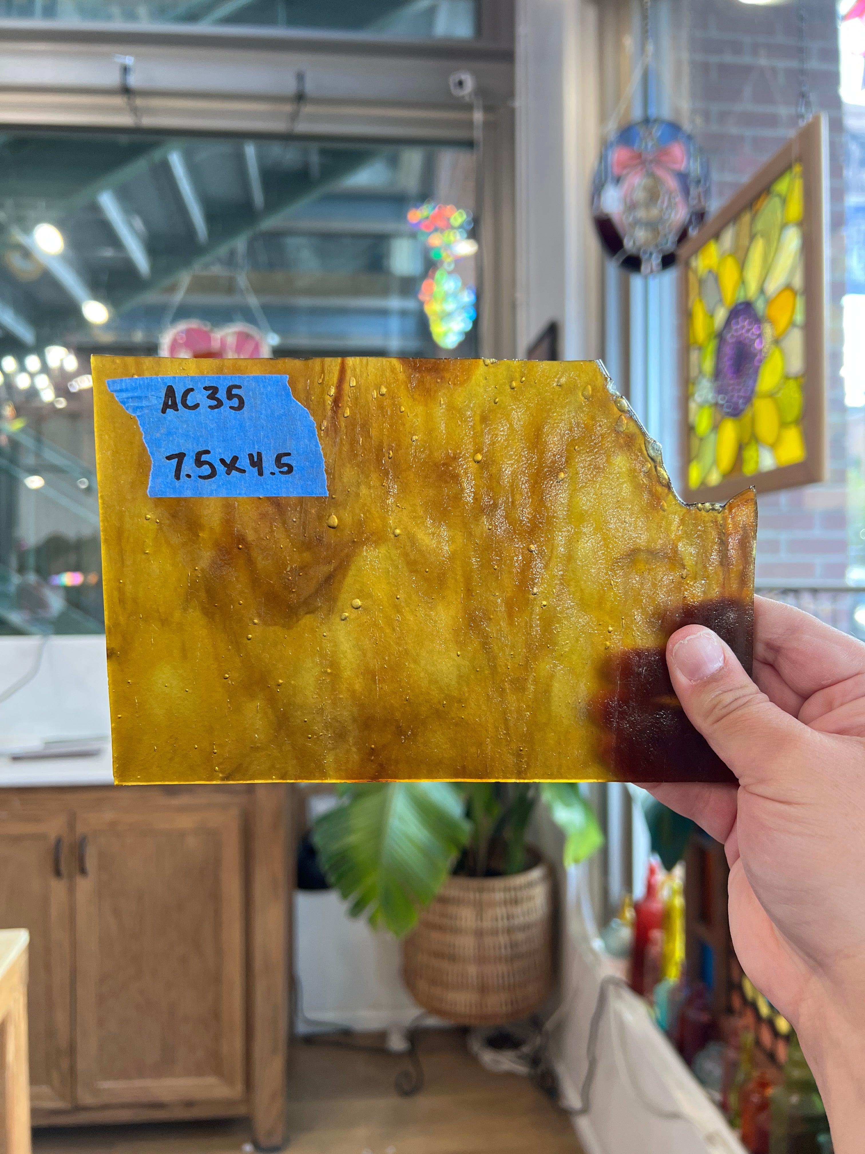 Brown Mixed Youghiogheny Sheet Glass Colorado Glassworks 7.5x4.5in (YG-03604781)