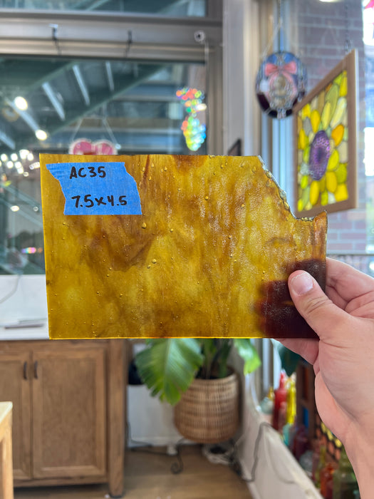 Brown Mixed Youghiogheny Sheet Glass Colorado Glassworks 7.5x4.5in (YG-03604781)