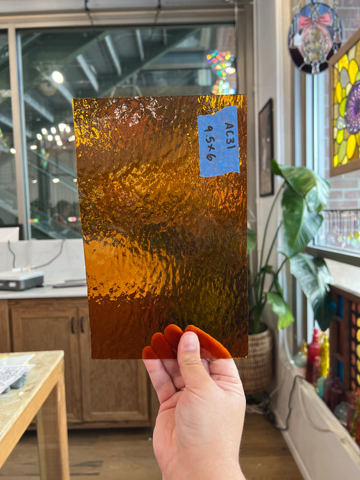 Medium Amber Rough Rolled Spectrum Sheet Glass Colorado Glassworks 9.5x6in (SP-08454445)