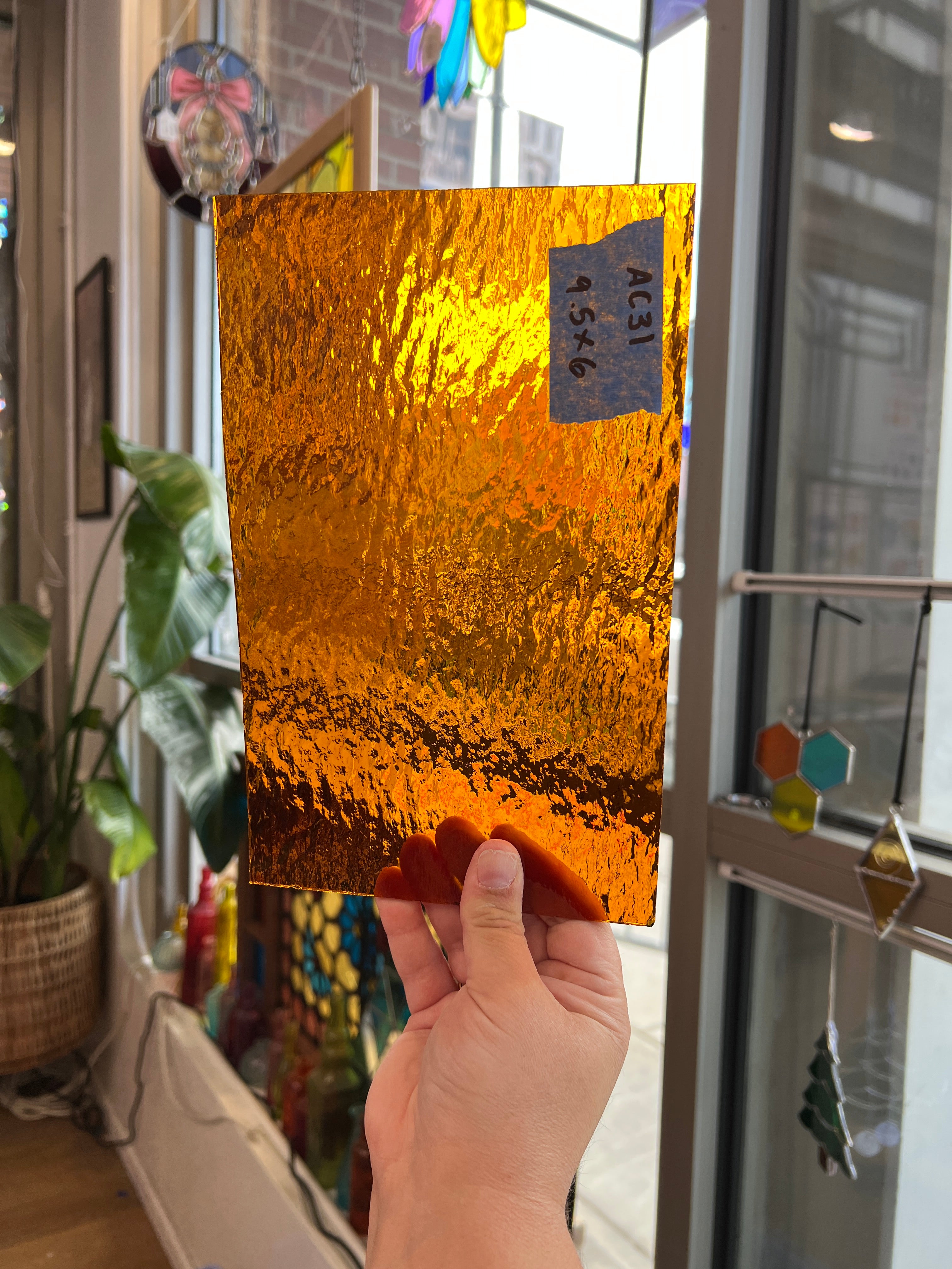 Medium Amber Rough Rolled Spectrum Sheet Glass Colorado Glassworks