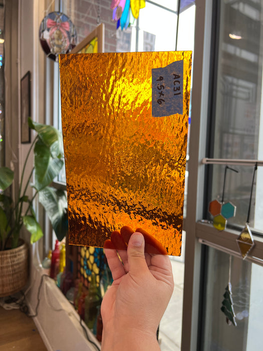 Medium Amber Rough Rolled Spectrum Sheet Glass Colorado Glassworks