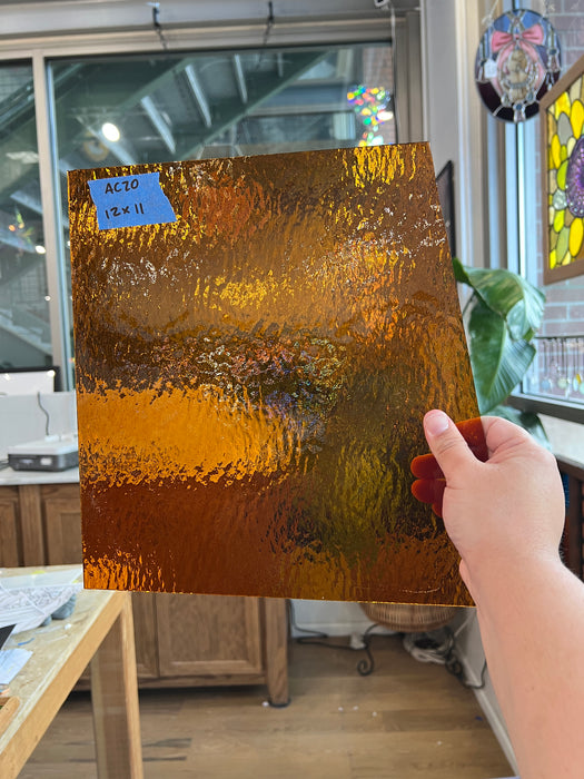 Medium Amber Rough Rolled Spectrum Sheet Glass Colorado Glassworks 12x11in (SP-08487213)