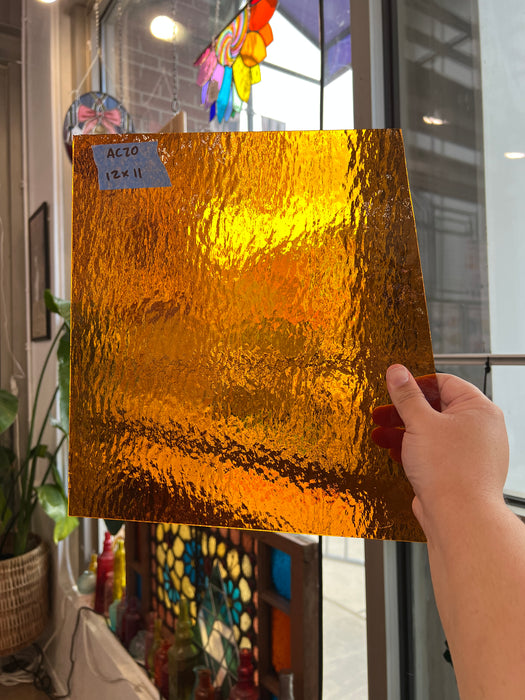 Medium Amber Rough Rolled Spectrum Sheet Glass Colorado Glassworks