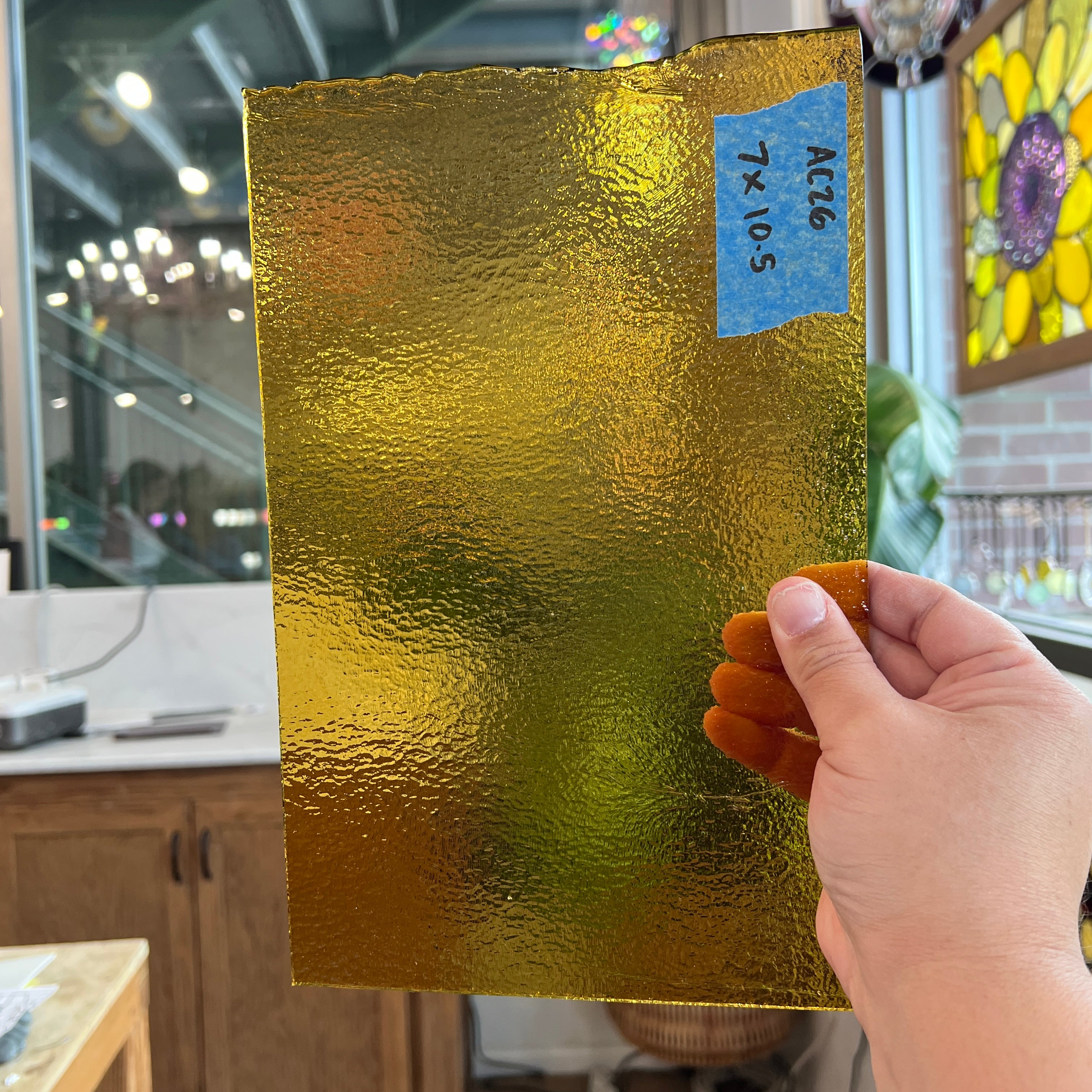 Transparent Amber Bullseye Sheet Glass Colorado Glassworks 10.5x7in (BE-18186541)