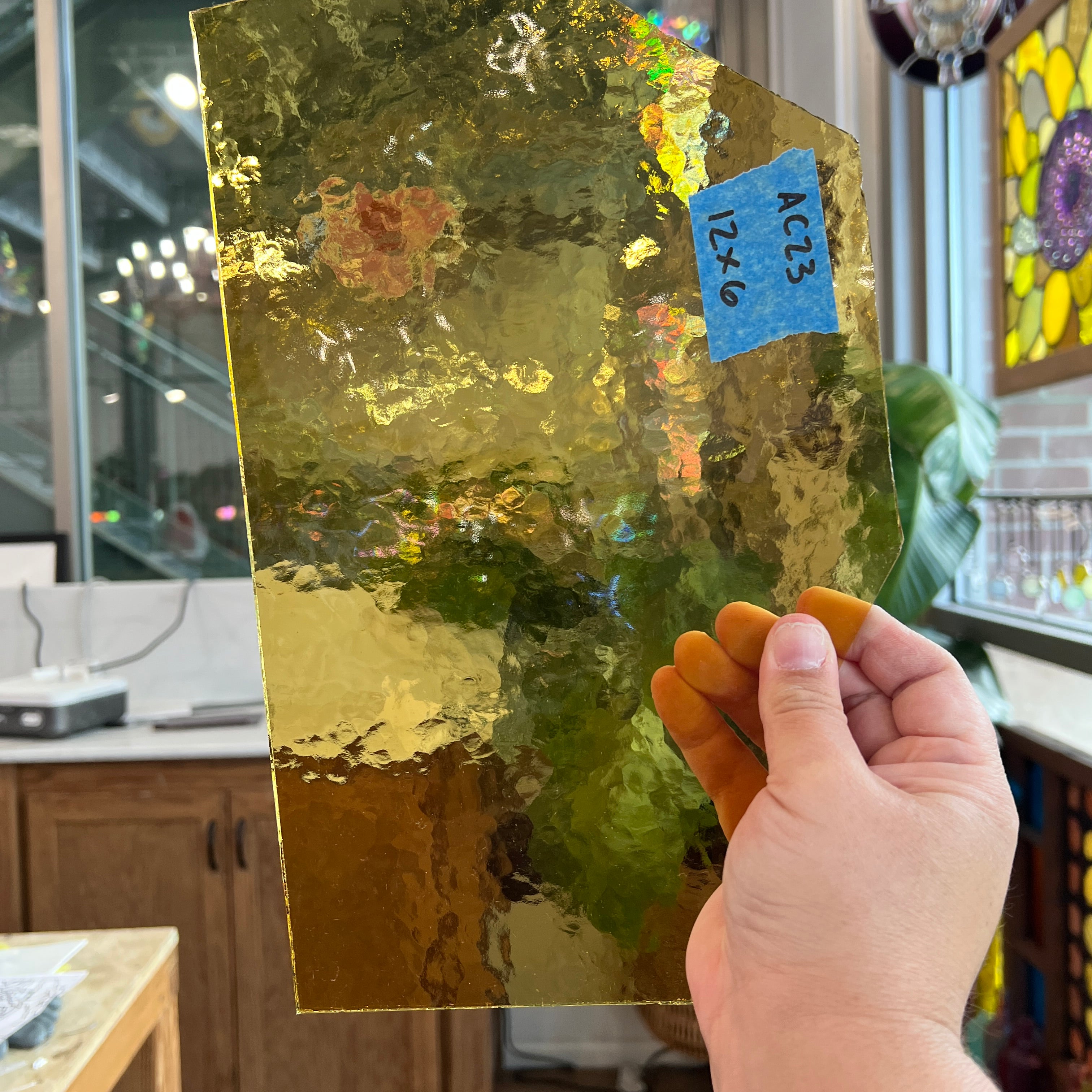 Transparent Soft Amber Hammered Sheet Glass Colorado Glassworks