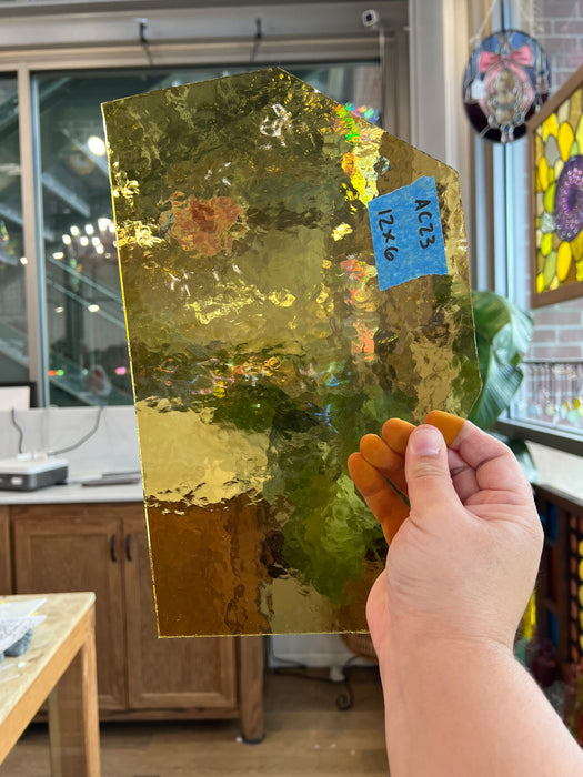 Transparent Soft Amber Hammered Sheet Glass Colorado Glassworks