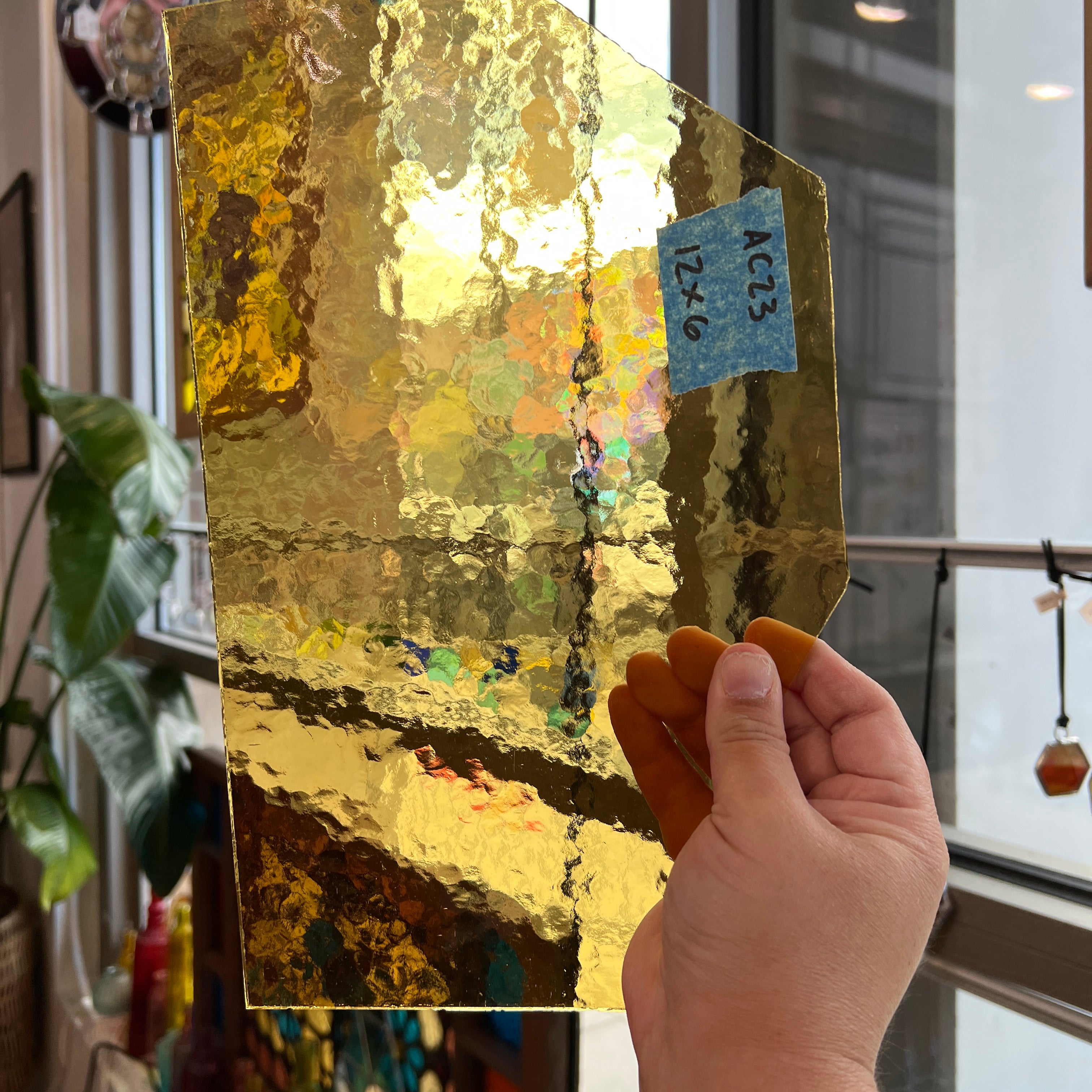 Transparent Soft Amber Hammered Sheet Glass Colorado Glassworks