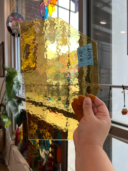 Transparent Soft Amber Hammered Sheet Glass Colorado Glassworks