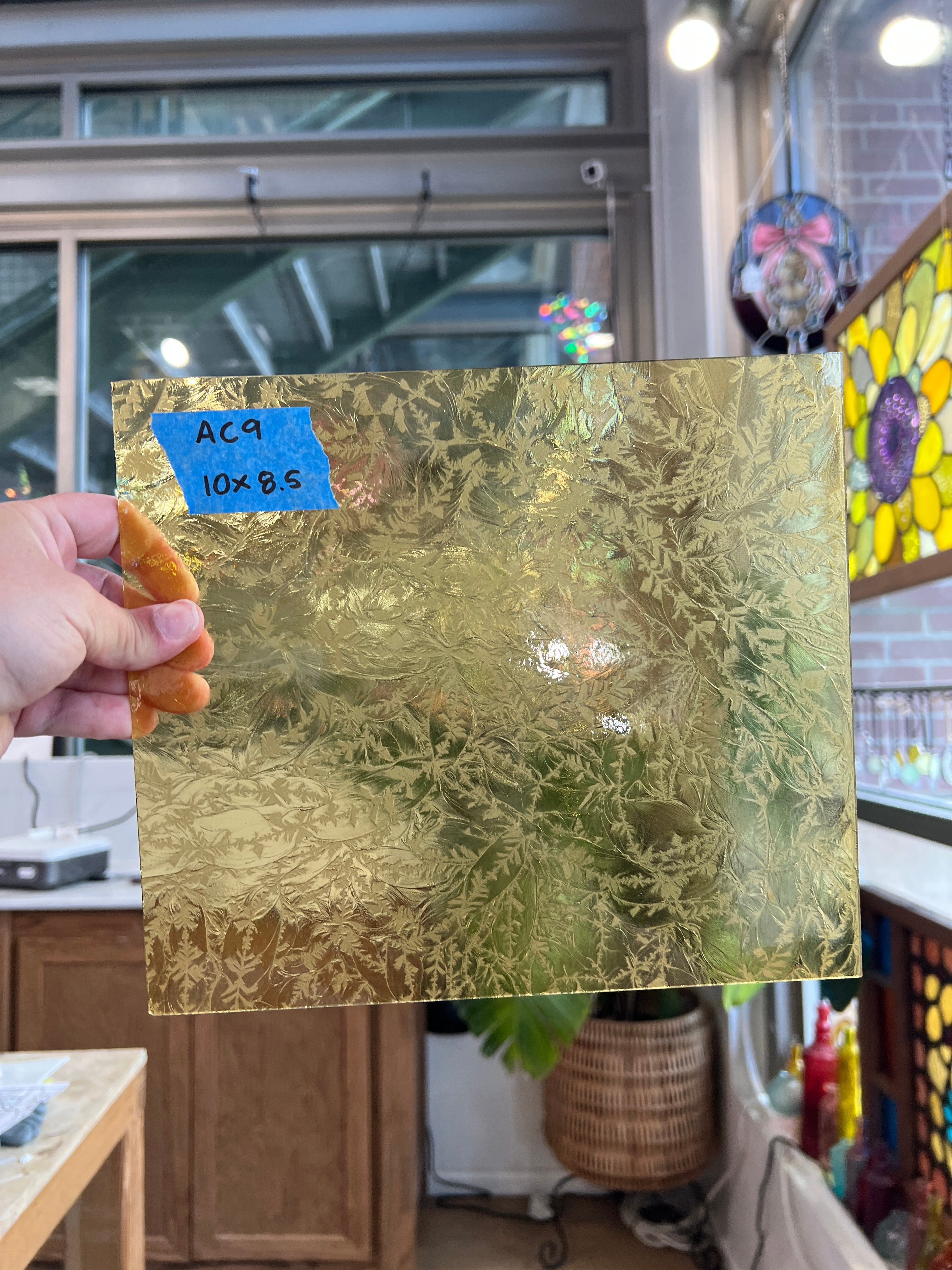 Light Yellow Vintage Amber Glue Chip Sheet Glass Colorado Glassworks