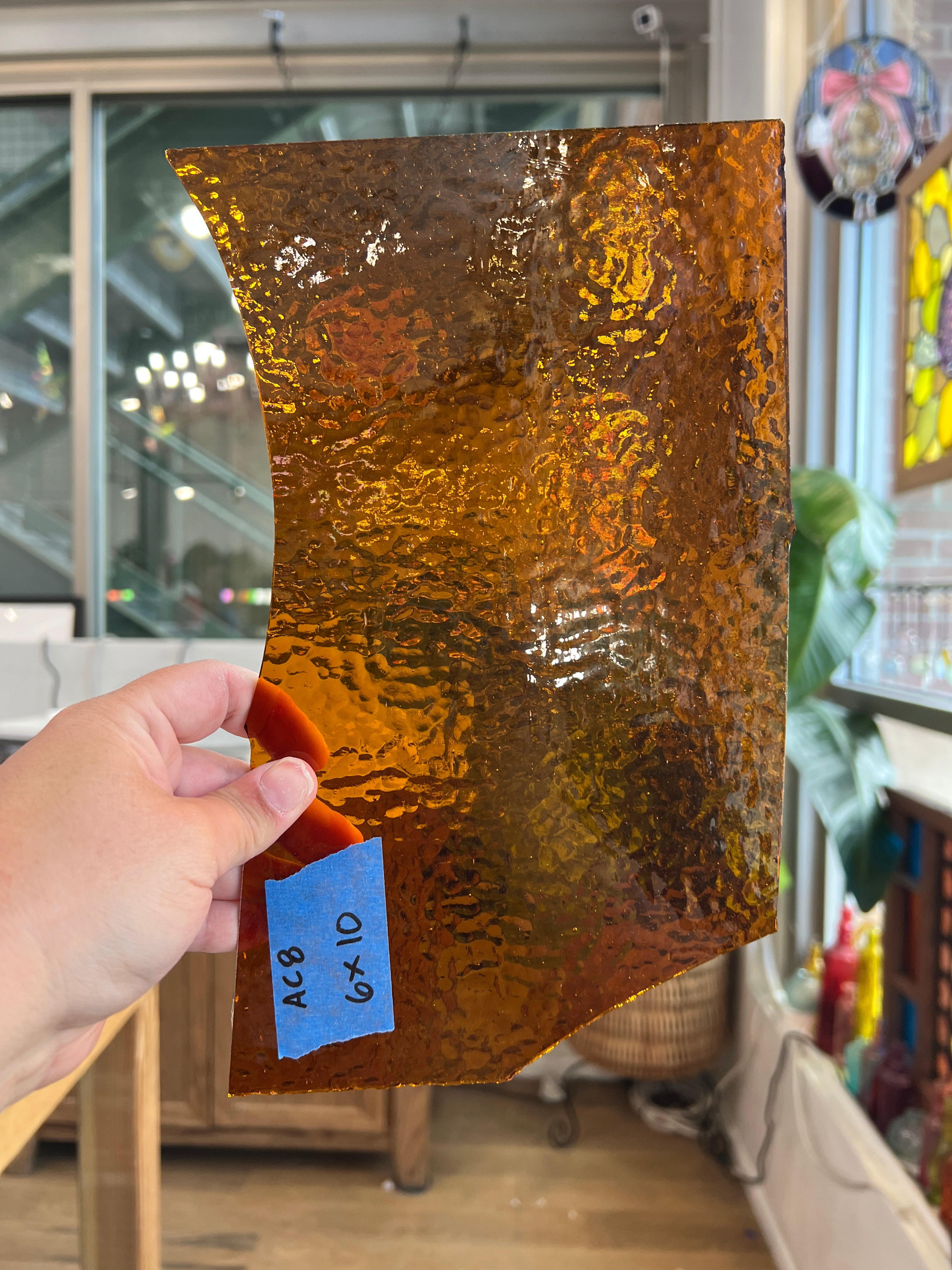 Dark Amber Rough Roll Spectrum Sheet Glass Colorado Glassworks AC8 (10x6in)