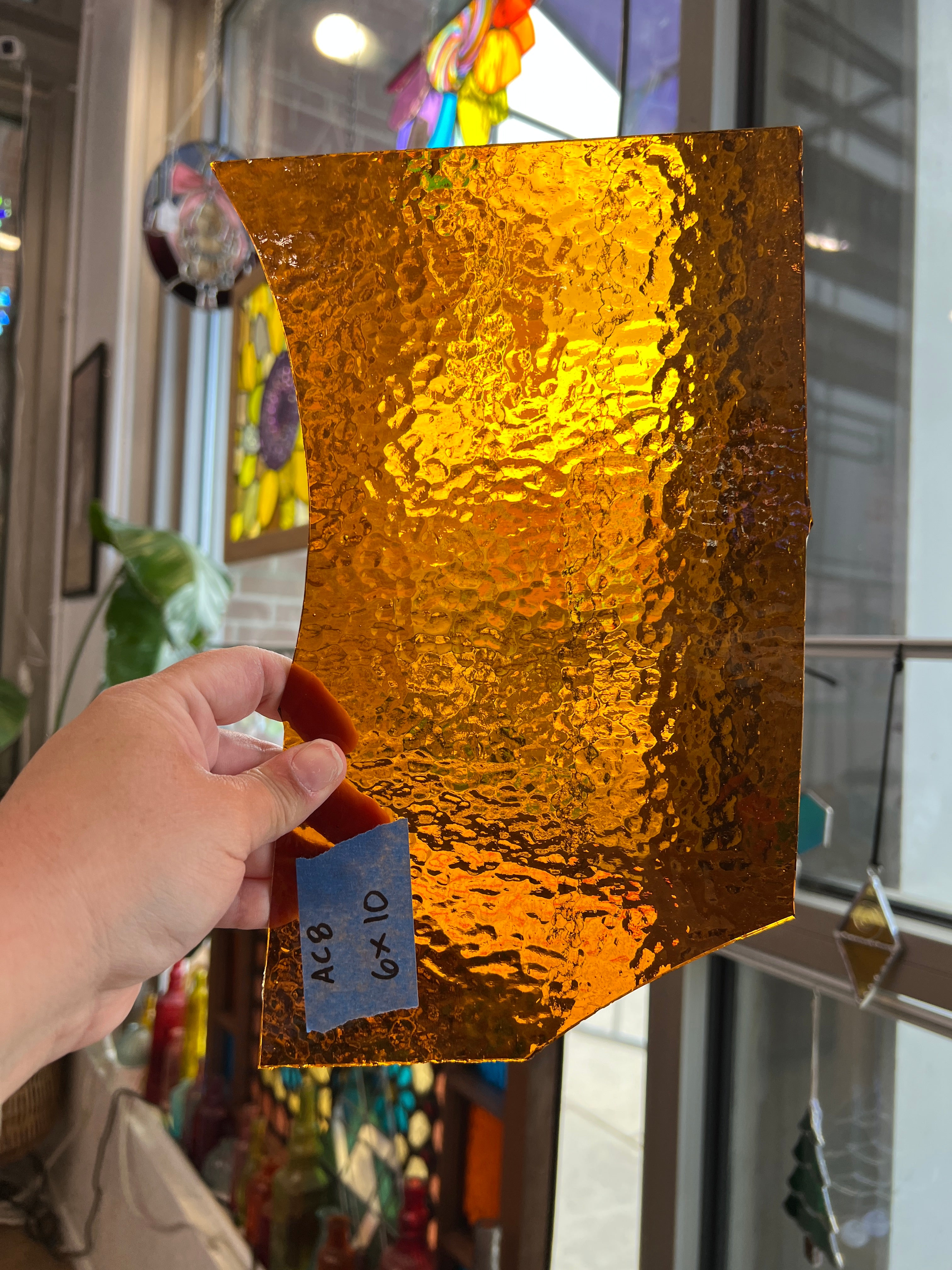 Dark Amber Rough Roll Spectrum Sheet Glass Colorado Glassworks