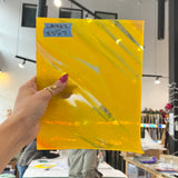 Orange Yellow Wispy Lamberts Mouthblown Glass Sheet Glass Colorado Glassworks LA462 (8.5x7in)