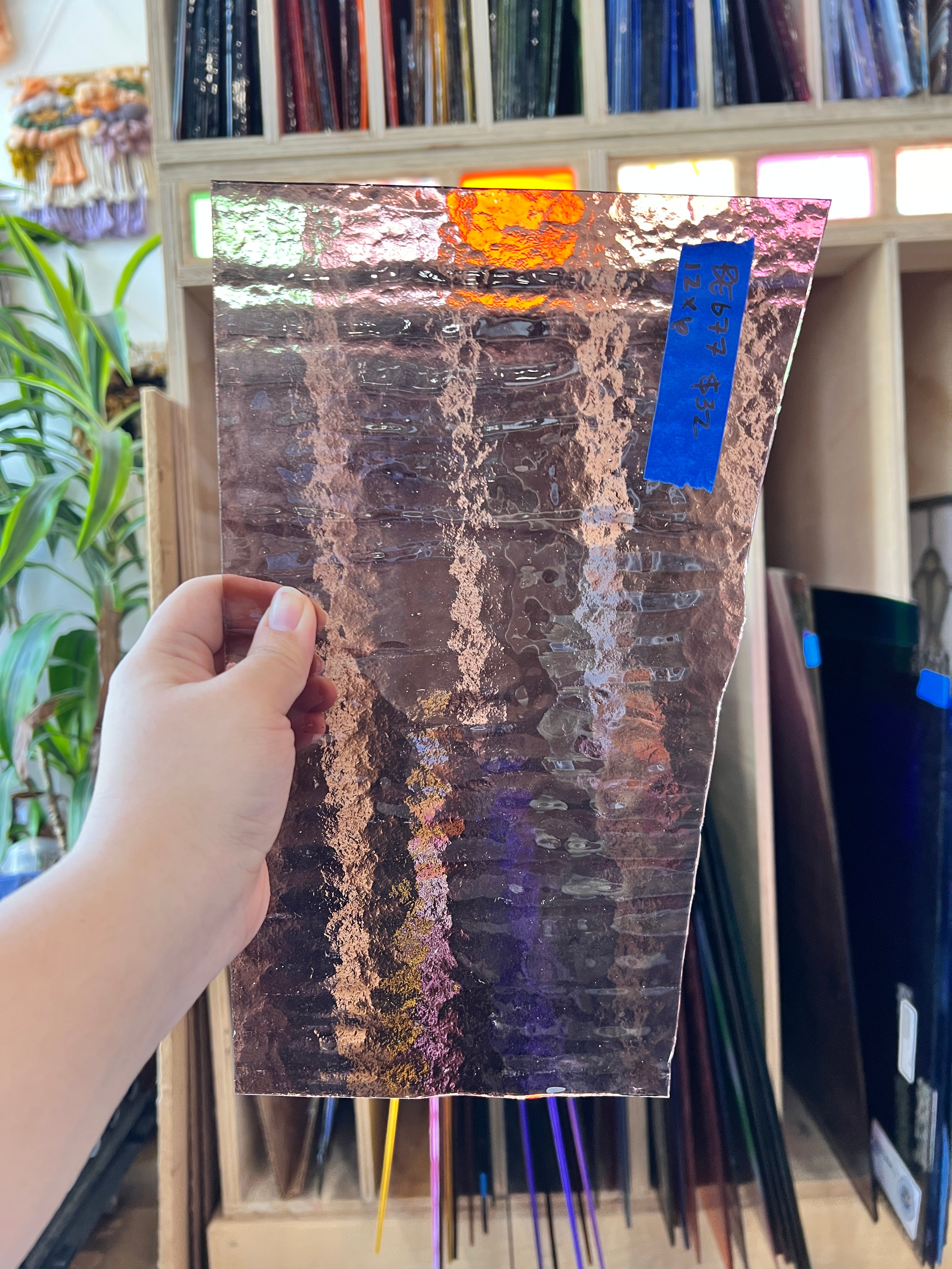 Vintage Transparent Pink-Purple Bullseye Sheet Glass Colorado Glassworks BE677 (12x6in)