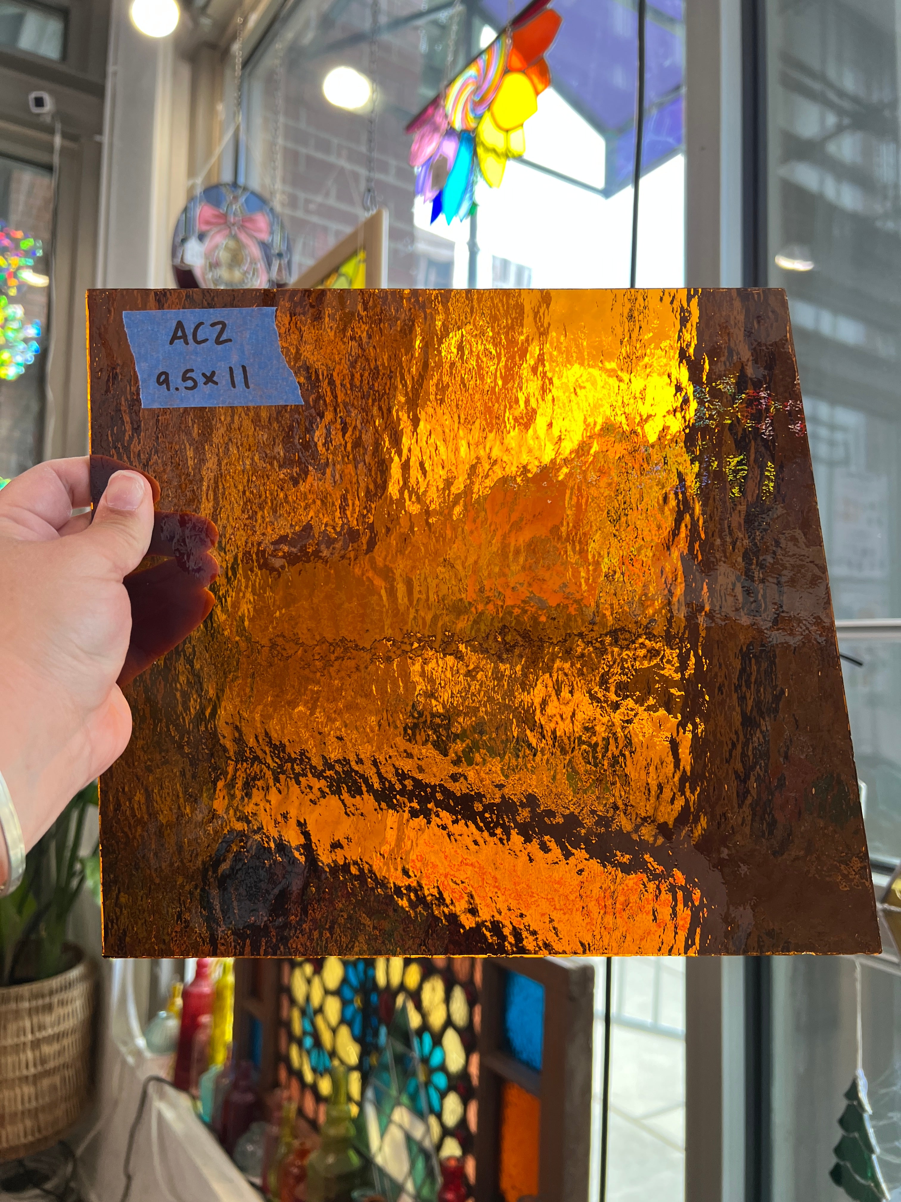 Dark Amber Rough Rolled Spectrum Sheet Glass Colorado Glassworks