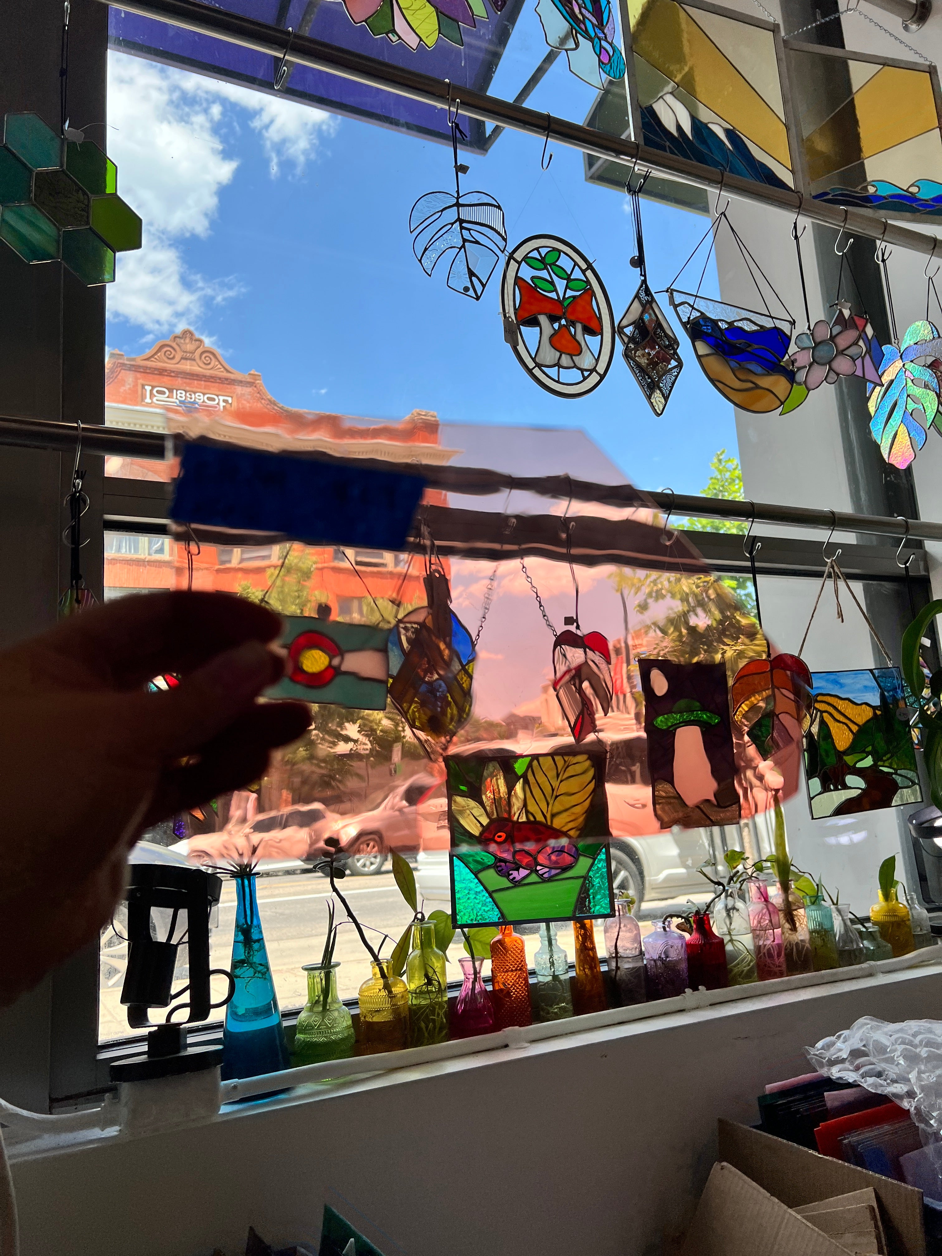 Salmon Pink Fremont Mouth Blown Flash Glass Sheet Glass Colorado Glassworks