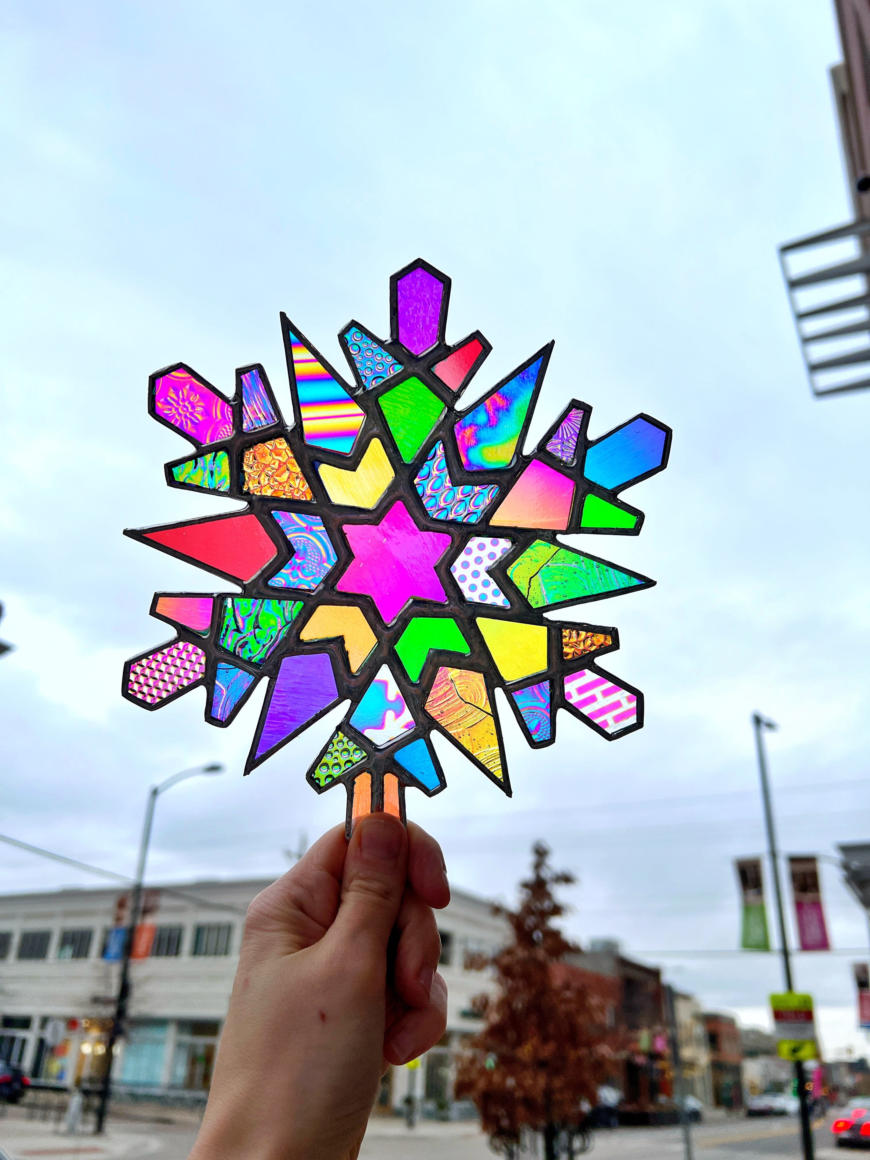 Rainbow Snowflake 3 Finished Pieces Colorado Glassworks